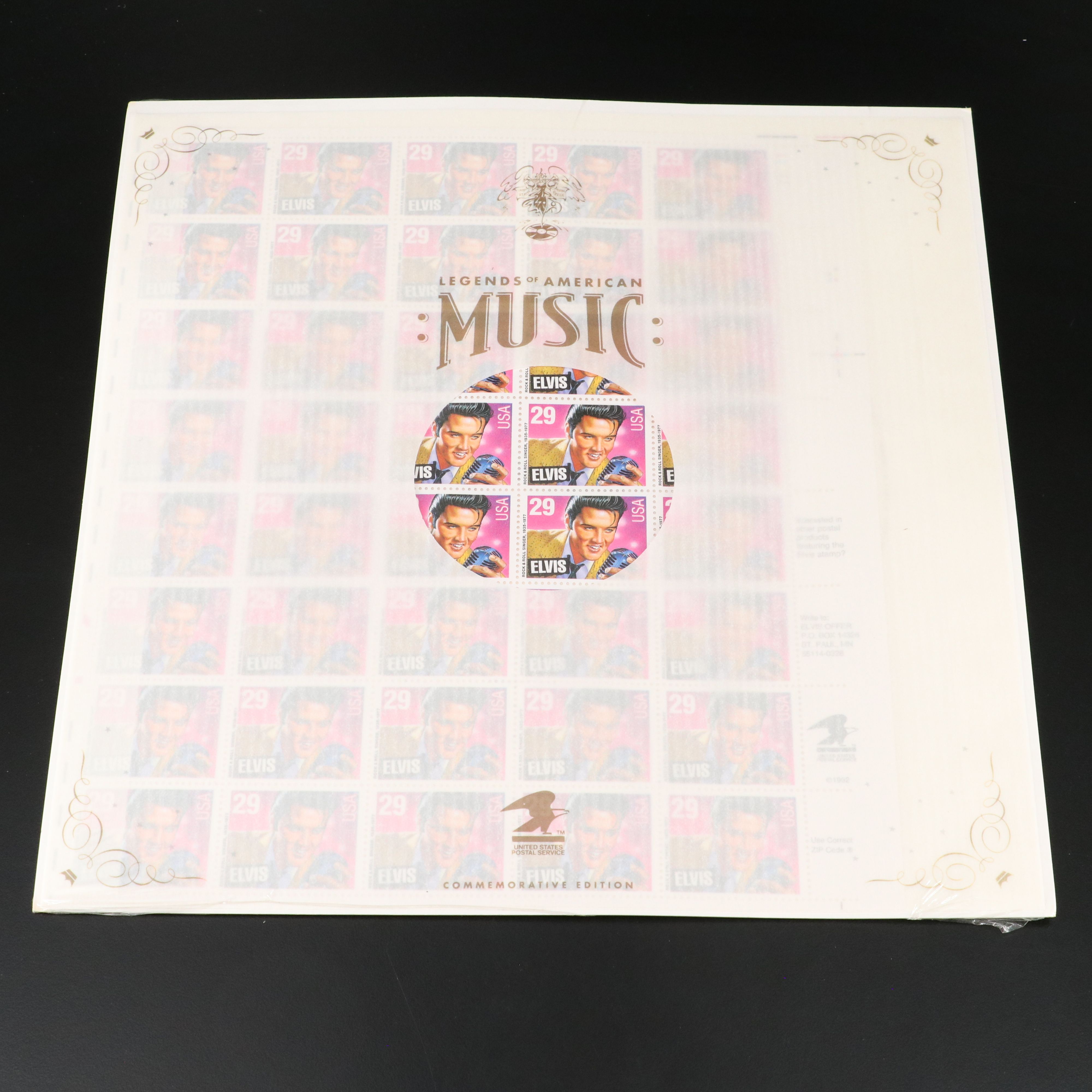 Two Mint Condition 29-Cent Elvis Postage Stamp Sheets, 1993