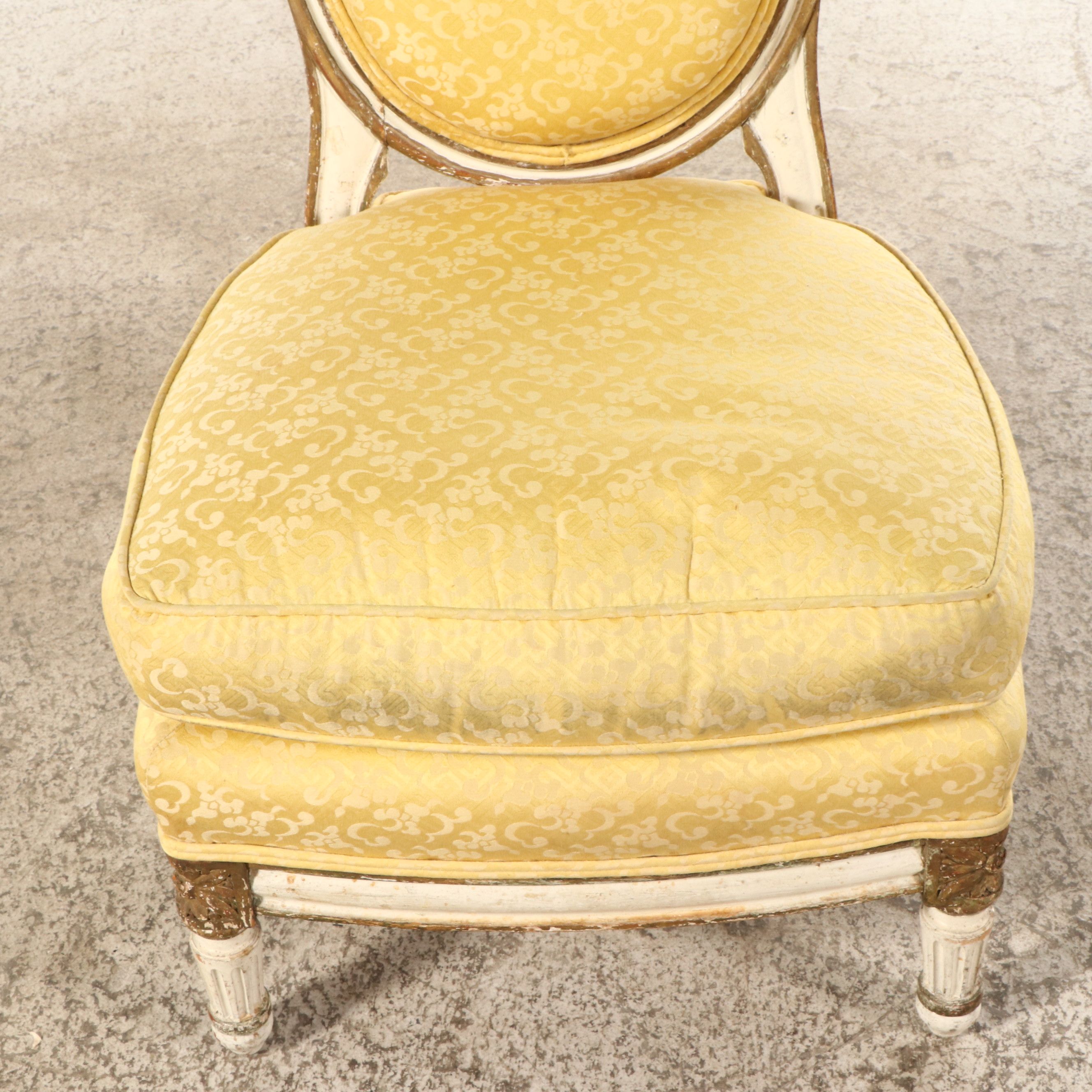 Otto Zenke Louis XVI Style Painted and Parcel Gilt Slipper Chair