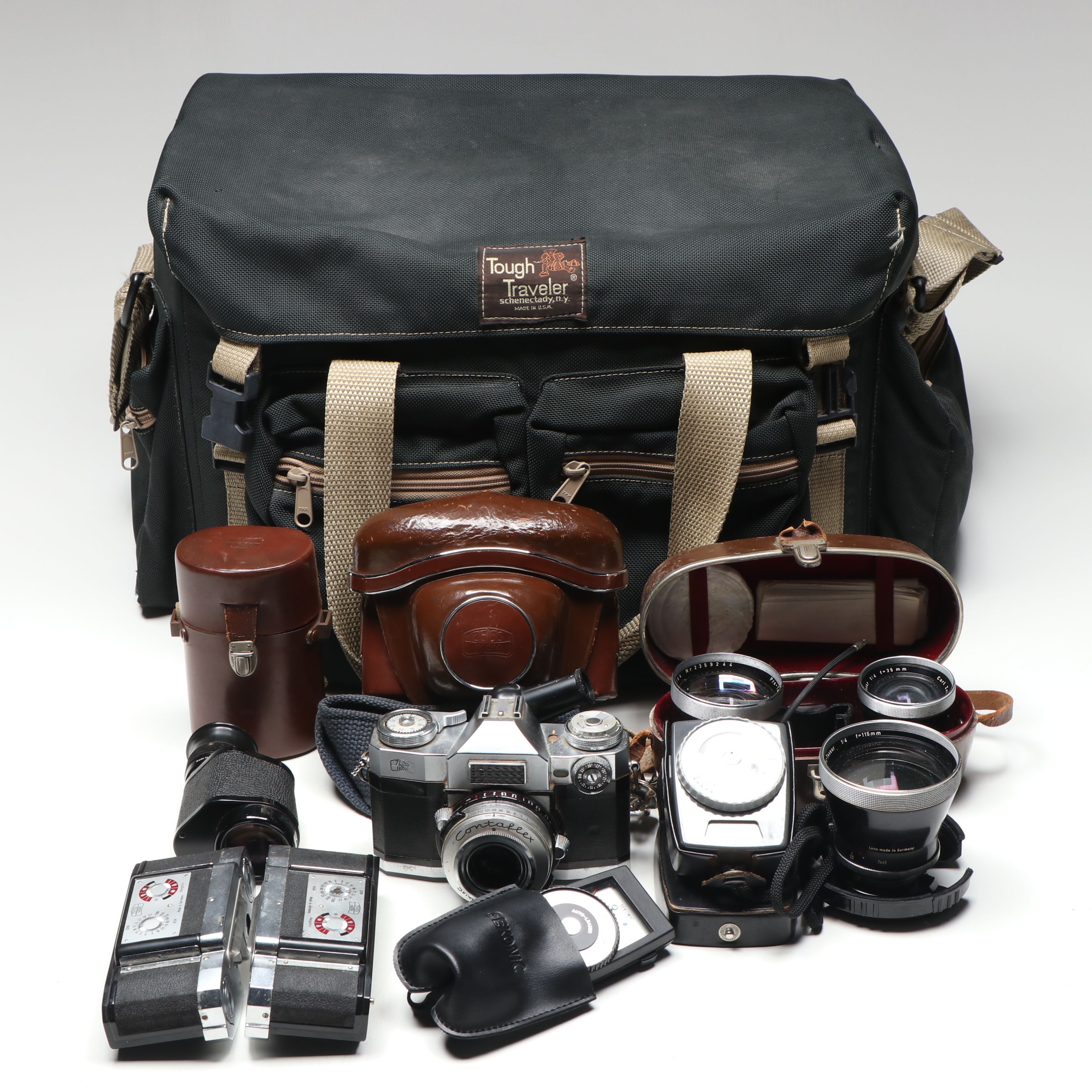 Zeiss Ikon Contaflex 35mm Camera and Monocular with Accessories
