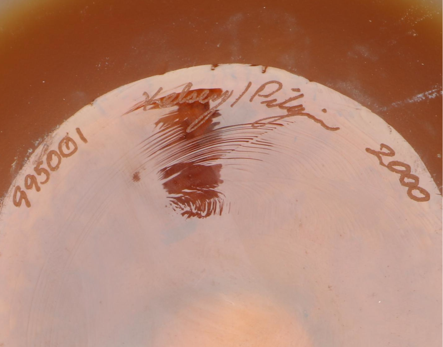 Kelsey Murphy for Pilgrim Amber Etched Glass Vase, 20th Century