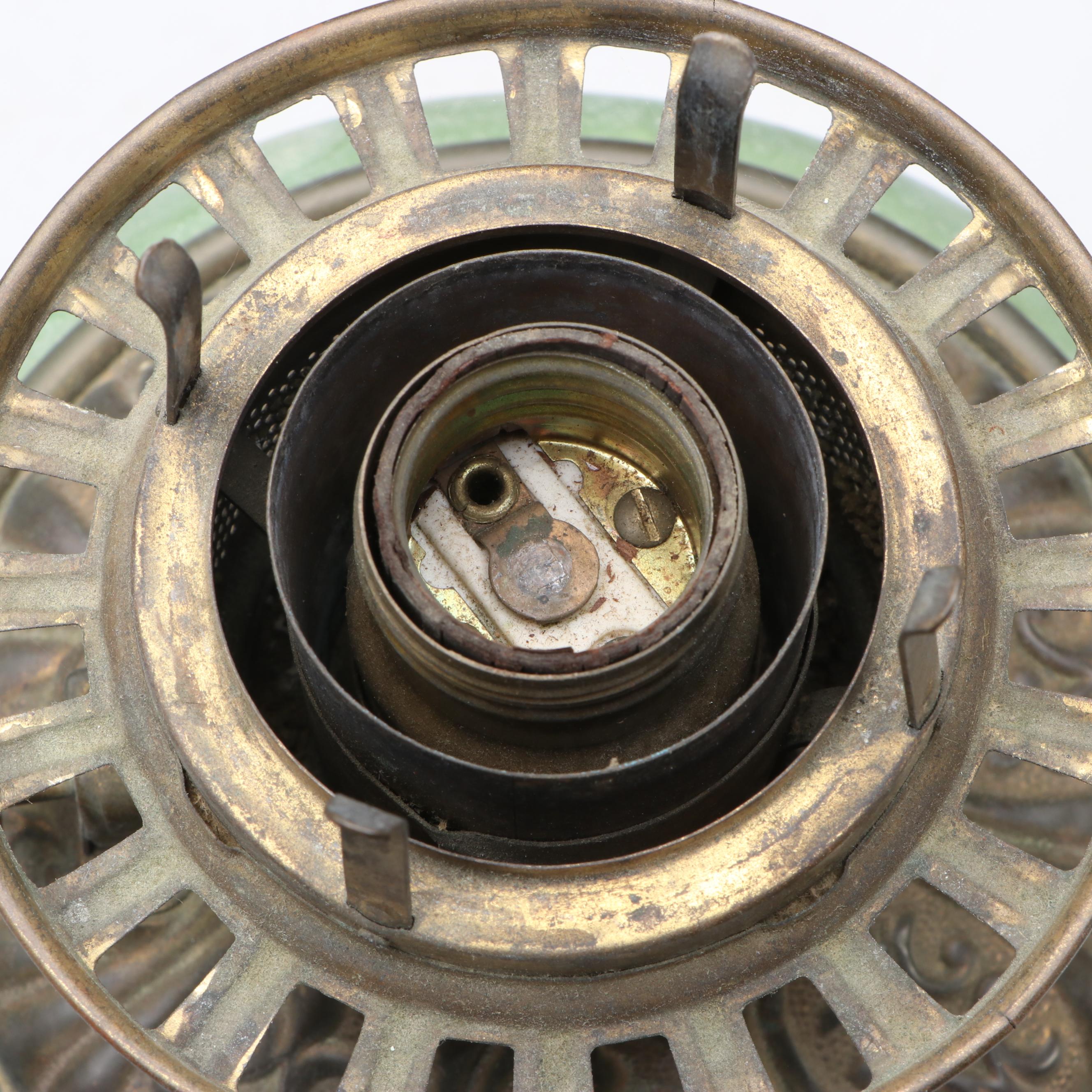 Hand-Painted Converted Parlor Lamp, Early to Mid-20th Century