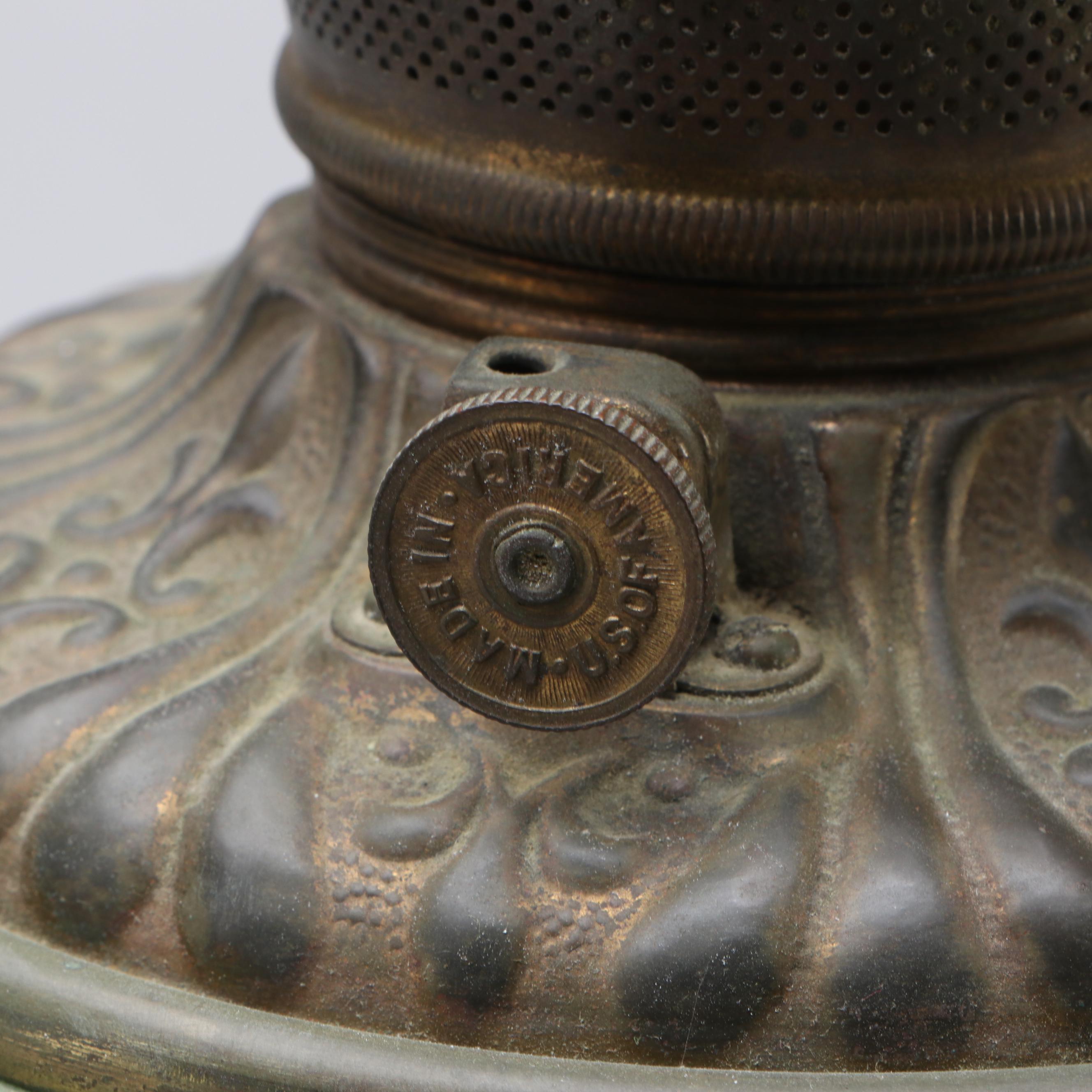 Hand-Painted Converted Parlor Lamp, Early to Mid-20th Century