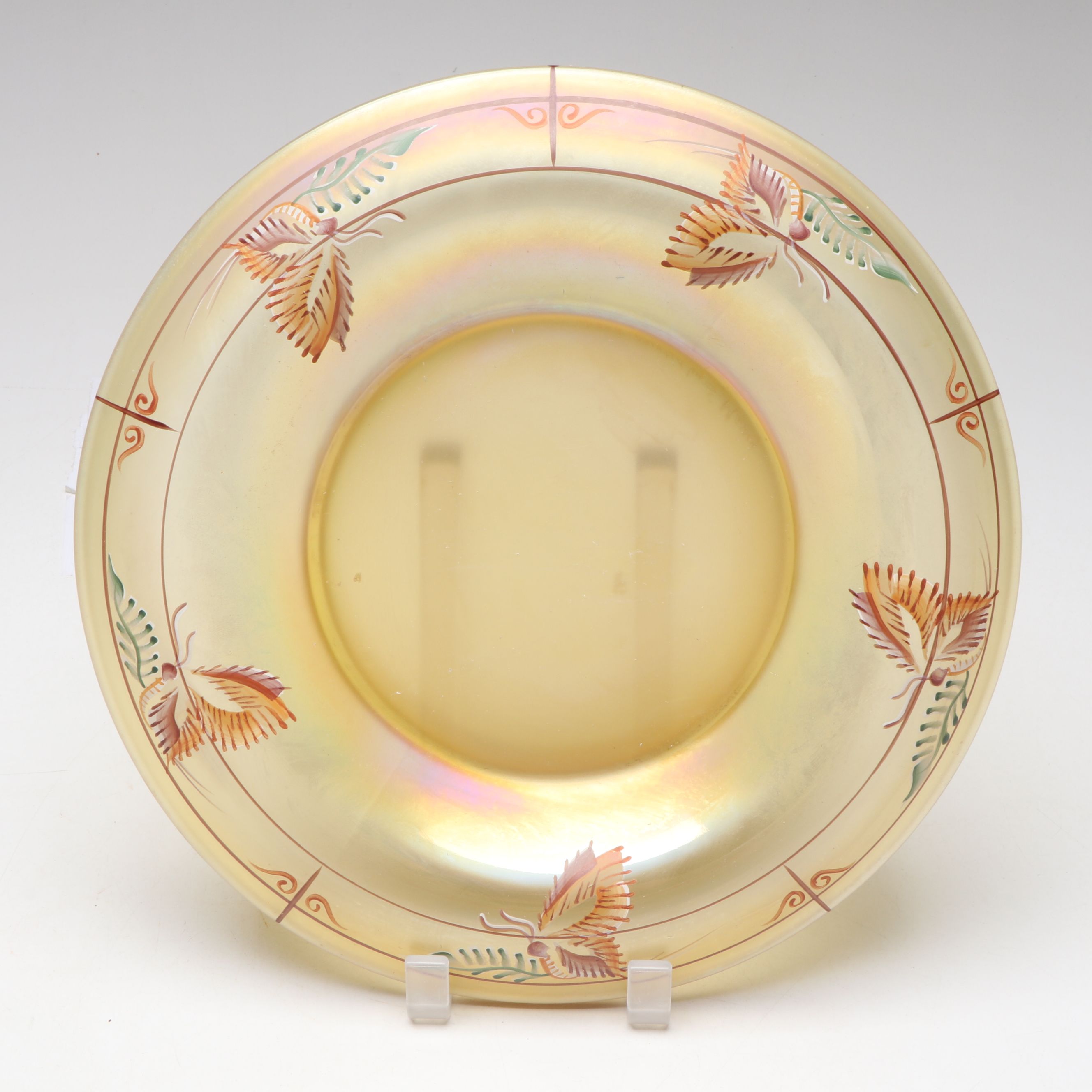 Fenton "Millennium Collection" Painted Iridescent Glass Vase and Console Bowl