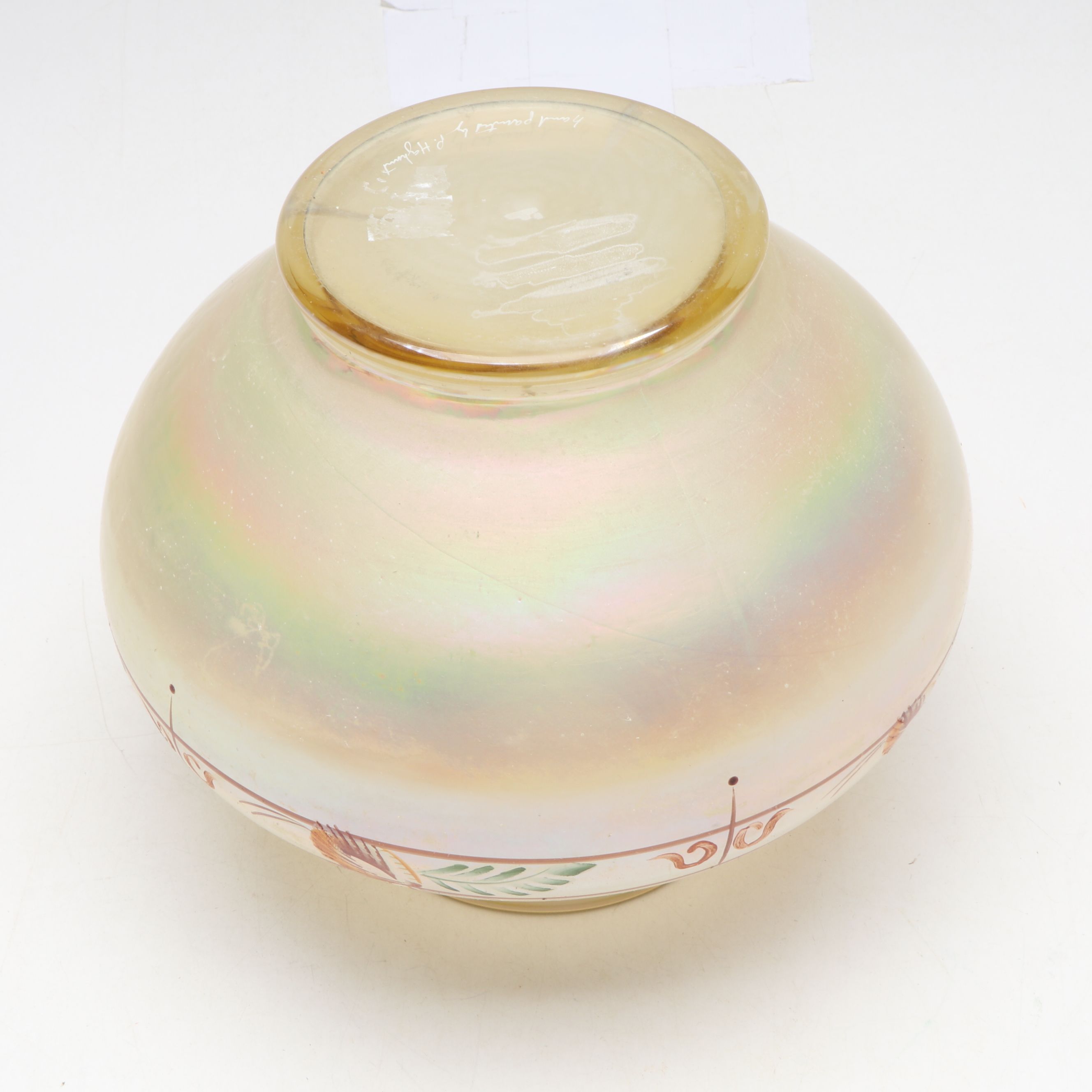 Fenton "Millennium Collection" Painted Iridescent Glass Vase and Console Bowl