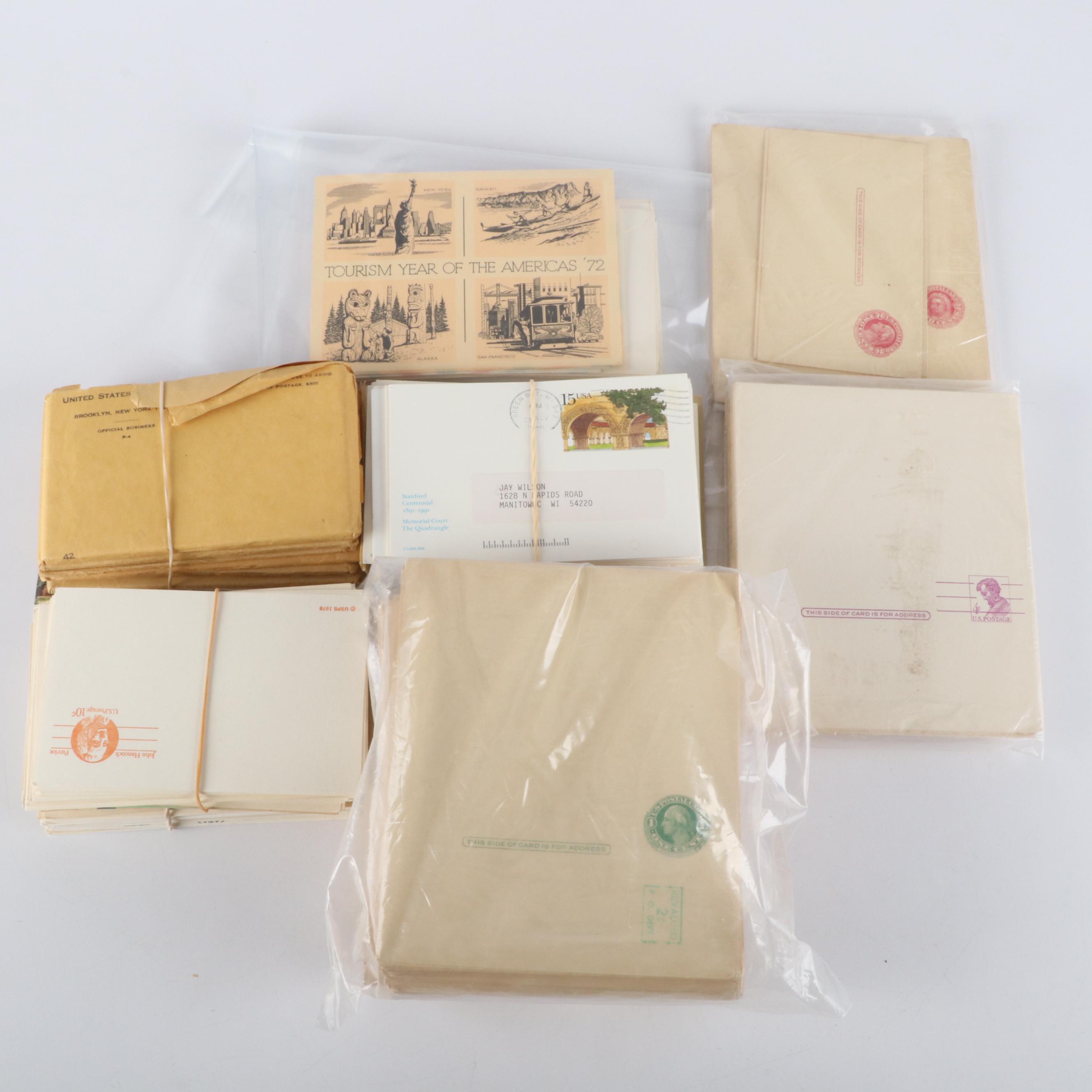 Collection of U.S.and World Stamps, Stationary, and Post Cards