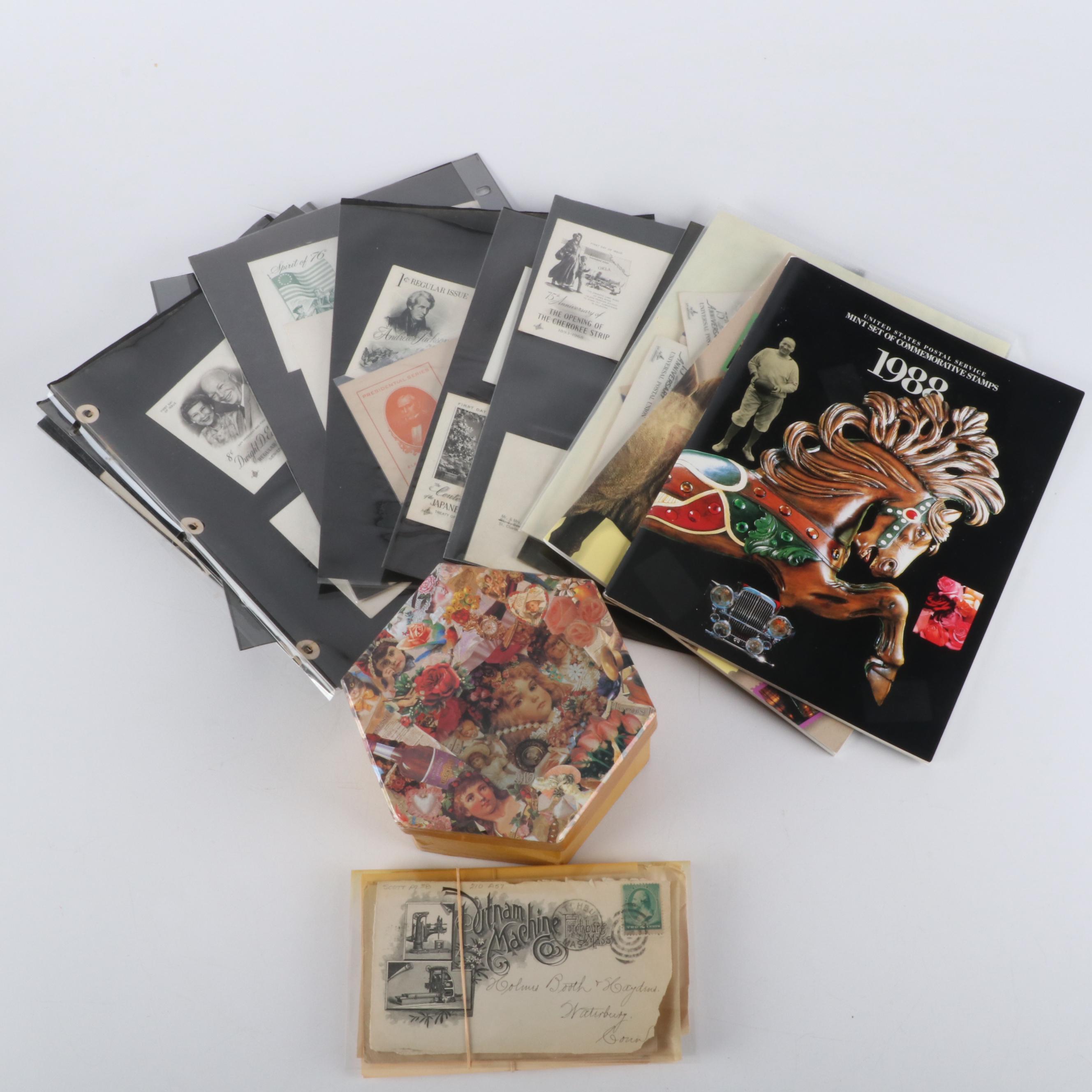 Collection of U.S.and World Stamps, Stationary, and Post Cards