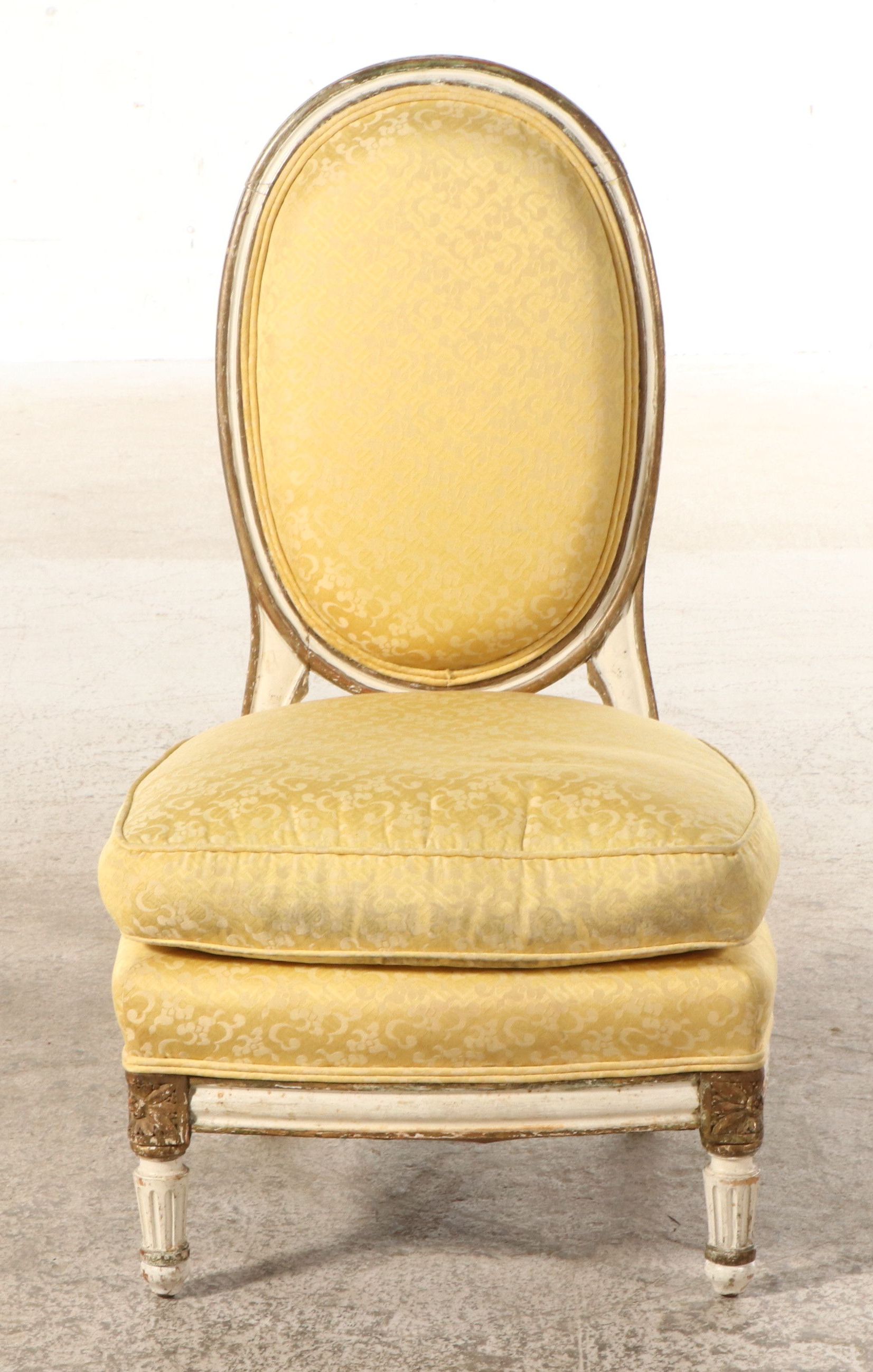 Otto Zenke Louis XVI Style Painted and Parcel Gilt Slipper Chair