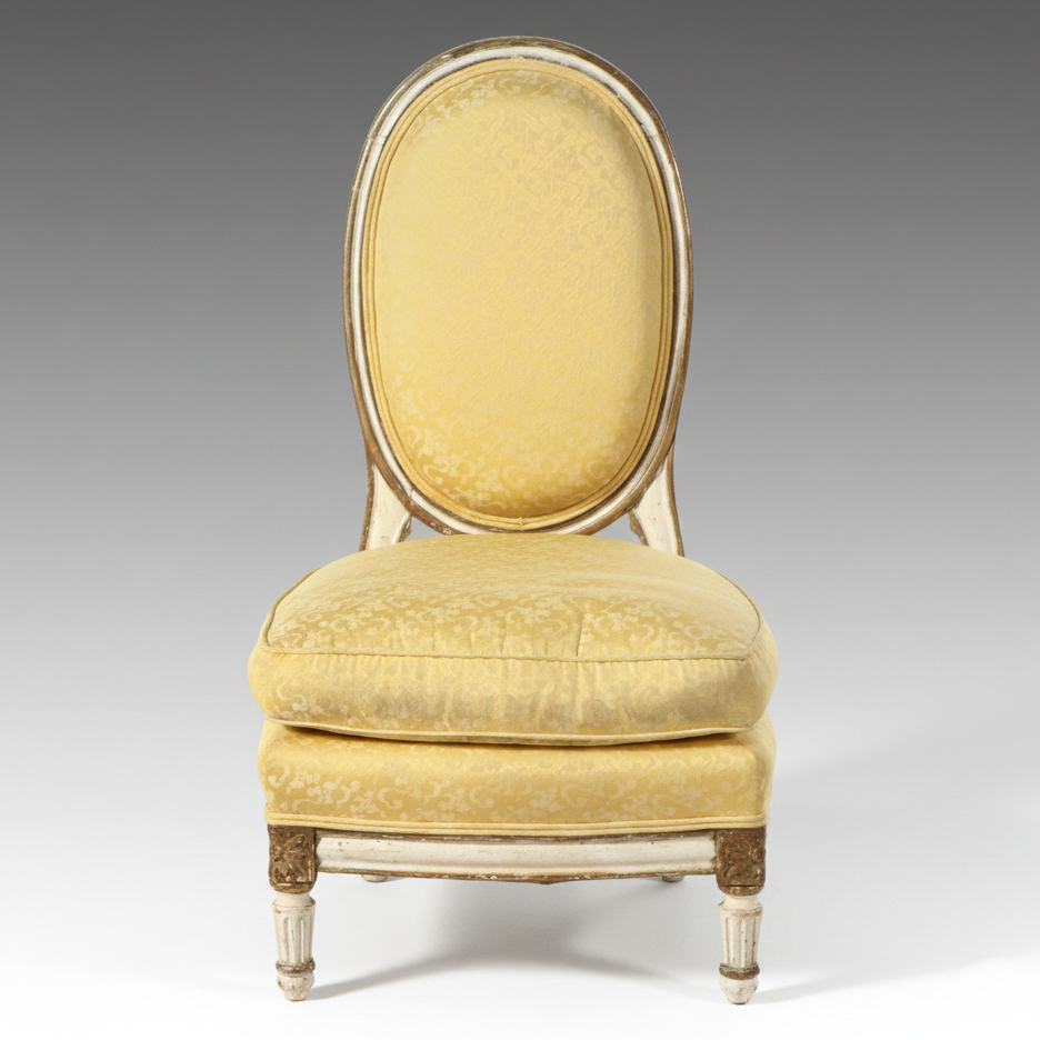 Otto Zenke Louis XVI Style Painted and Parcel Gilt Slipper Chair