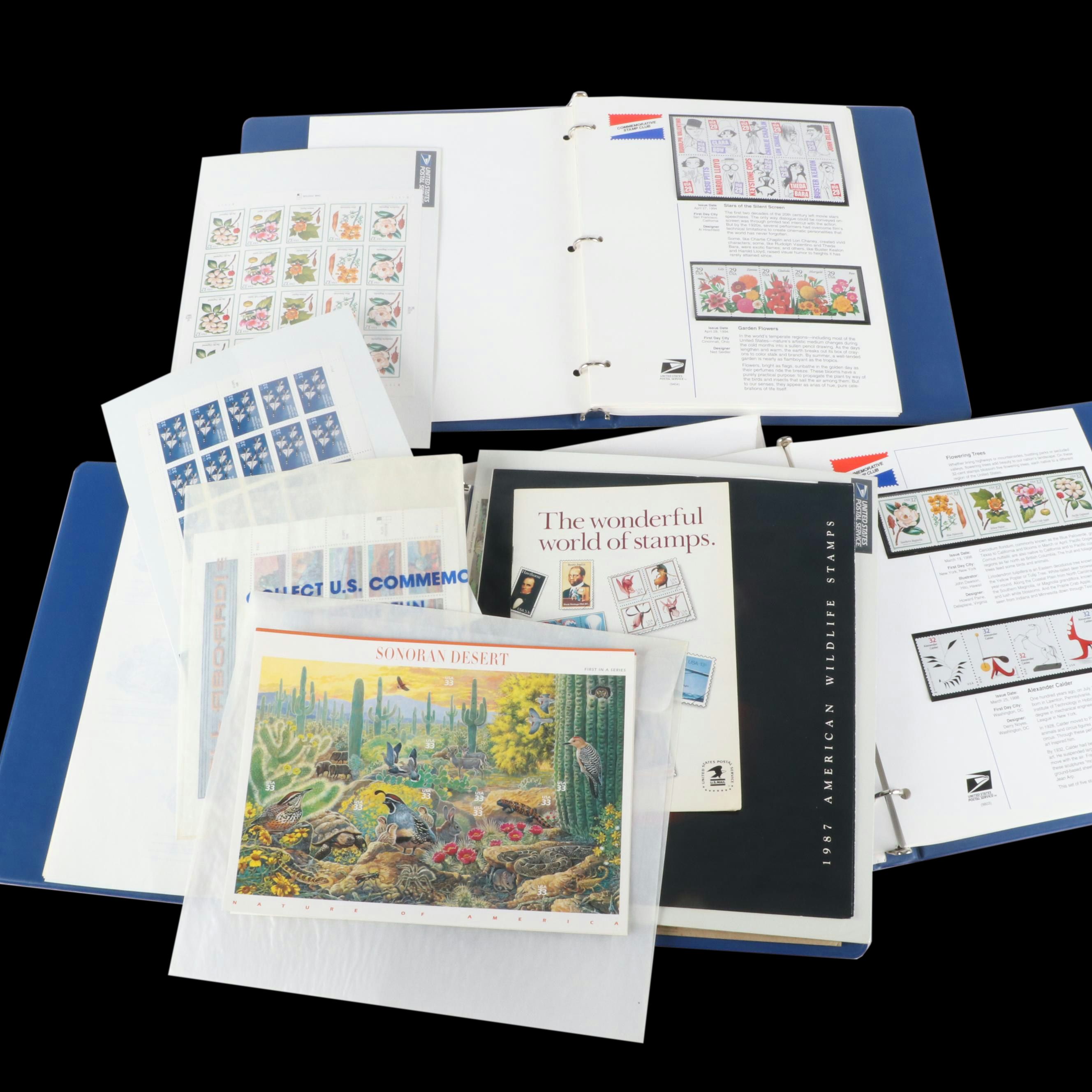 Eleven USPS "Commemorative Stamp Club" Albums, MNH, 1986 to 1998