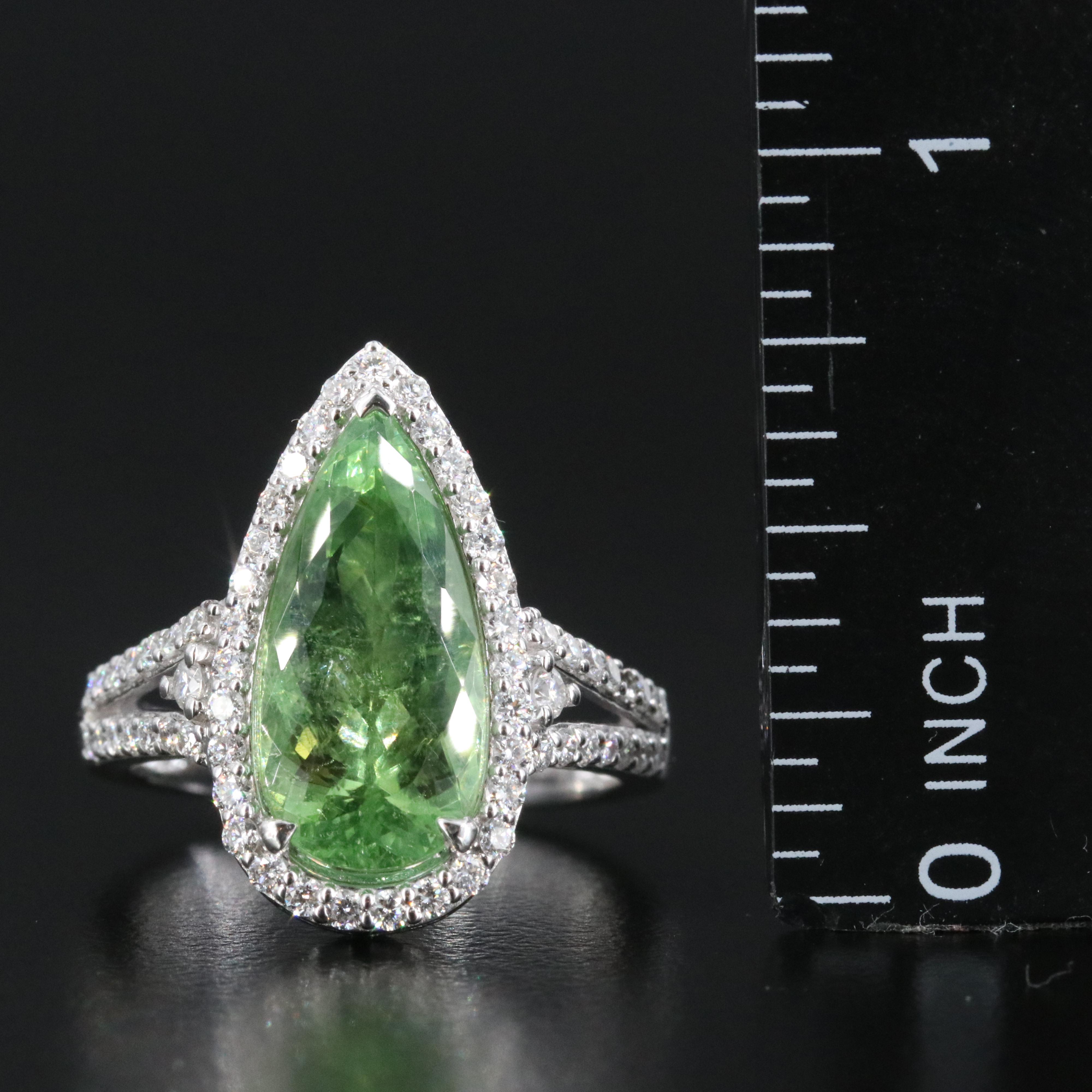 Oscar Friedman Platinum 3.68 CT Paraiba Tourmaline and Diamond Ring with GIA