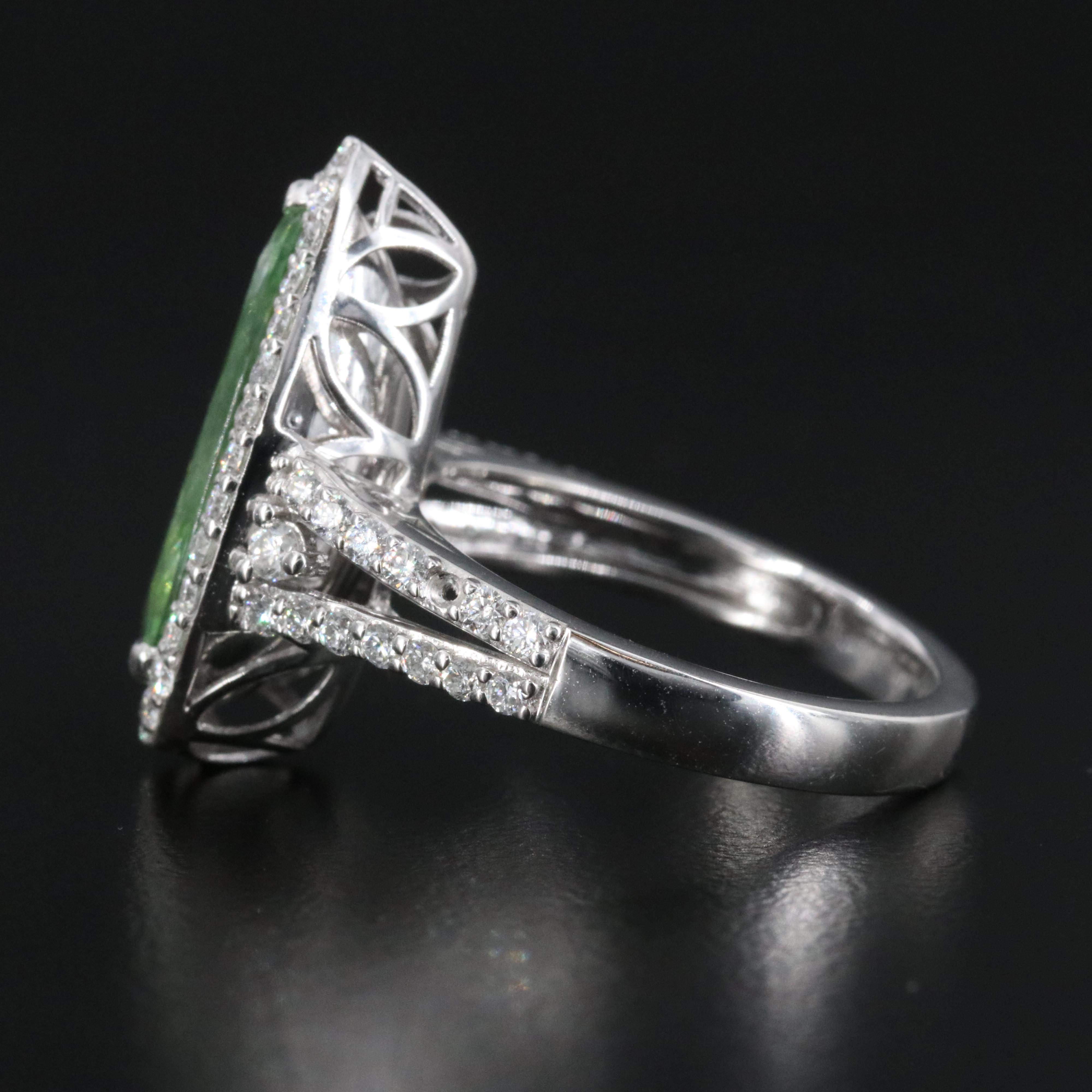 Oscar Friedman Platinum 3.68 CT Paraiba Tourmaline and Diamond Ring with GIA