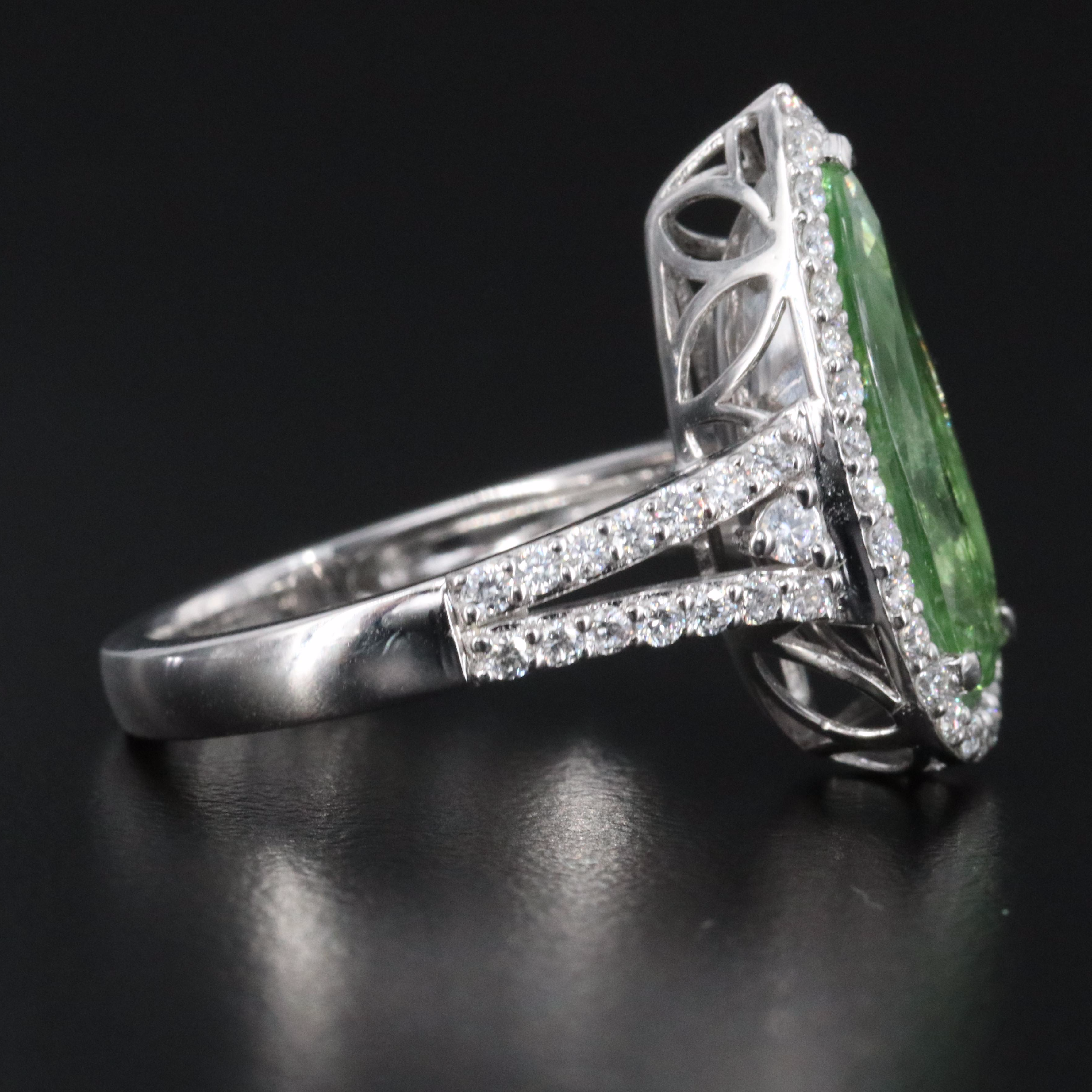 Oscar Friedman Platinum 3.68 CT Paraiba Tourmaline and Diamond Ring with GIA