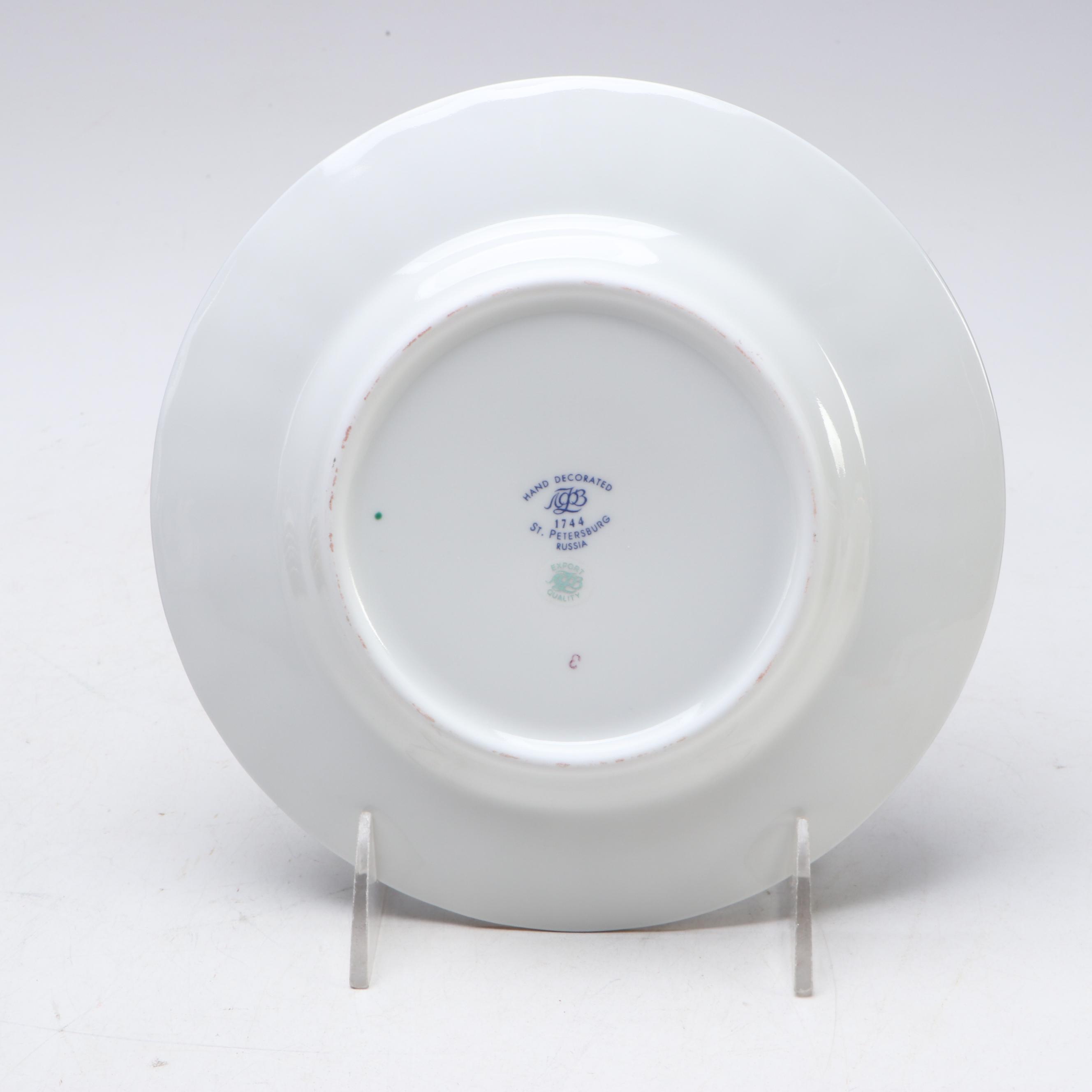 Lomonosov "Russian Domes" Gilded Blue and White Porcelain Tea Set