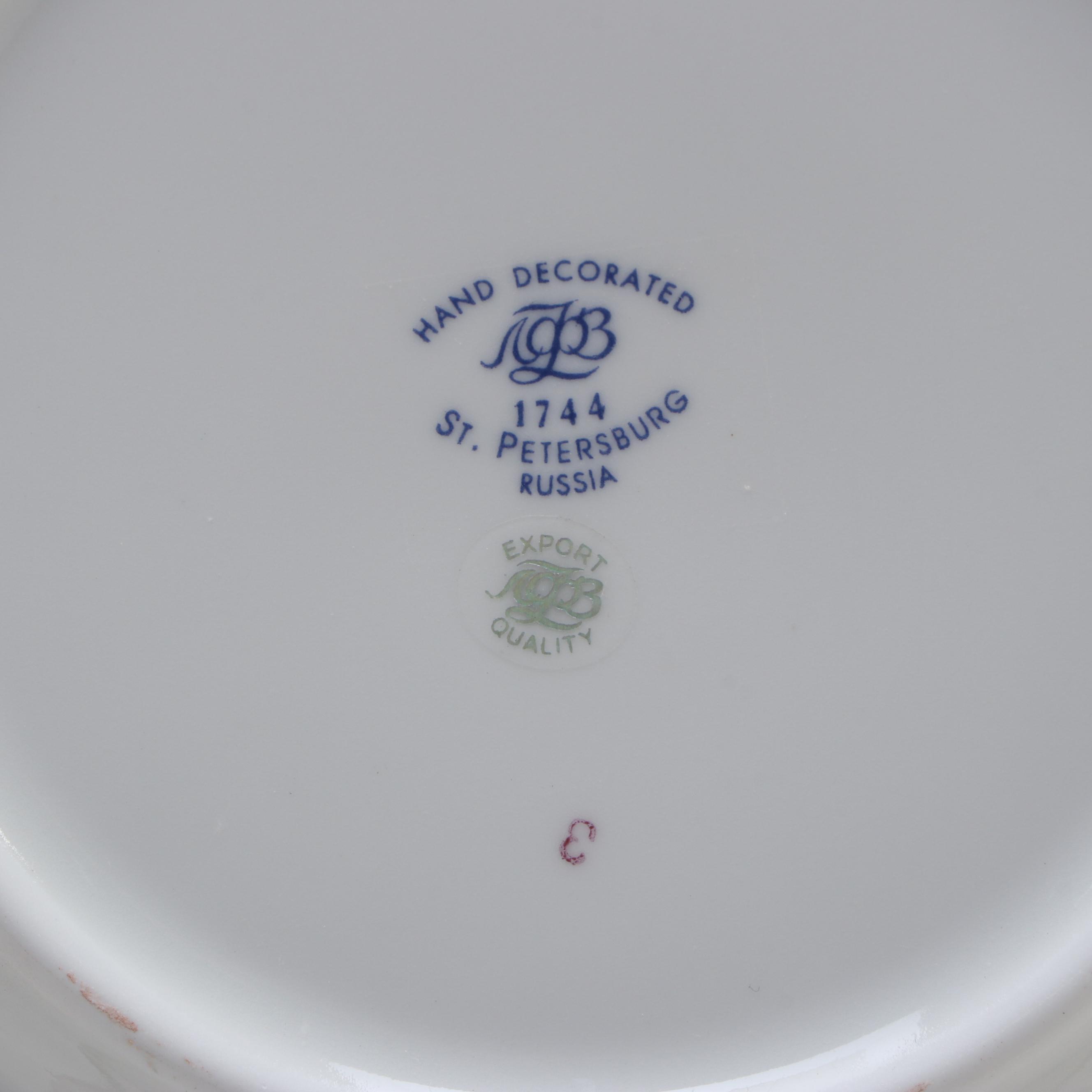 Lomonosov "Russian Domes" Gilded Blue and White Porcelain Tea Set