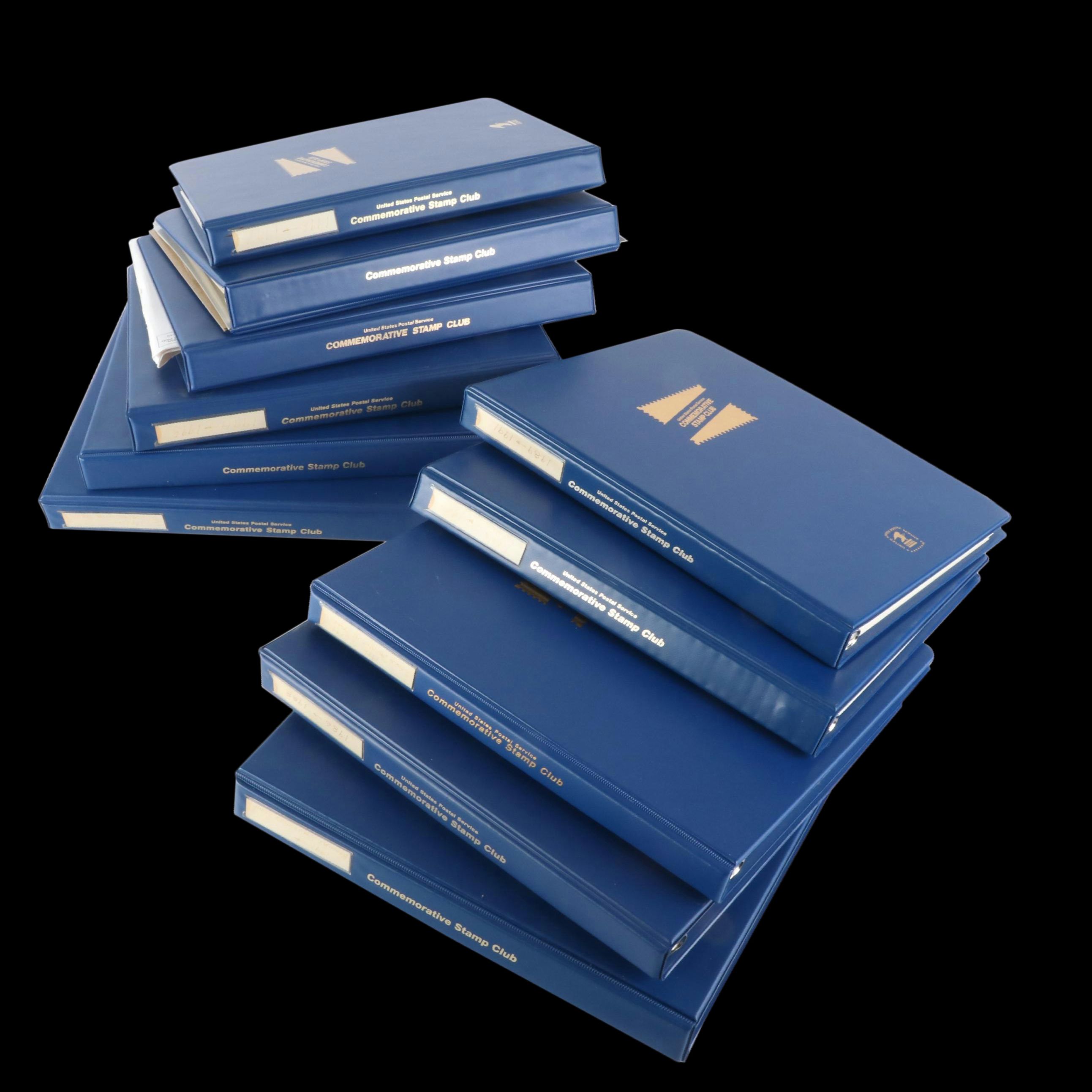 Eleven USPS "Commemorative Stamp Club" Albums, MNH, 1986 to 1998