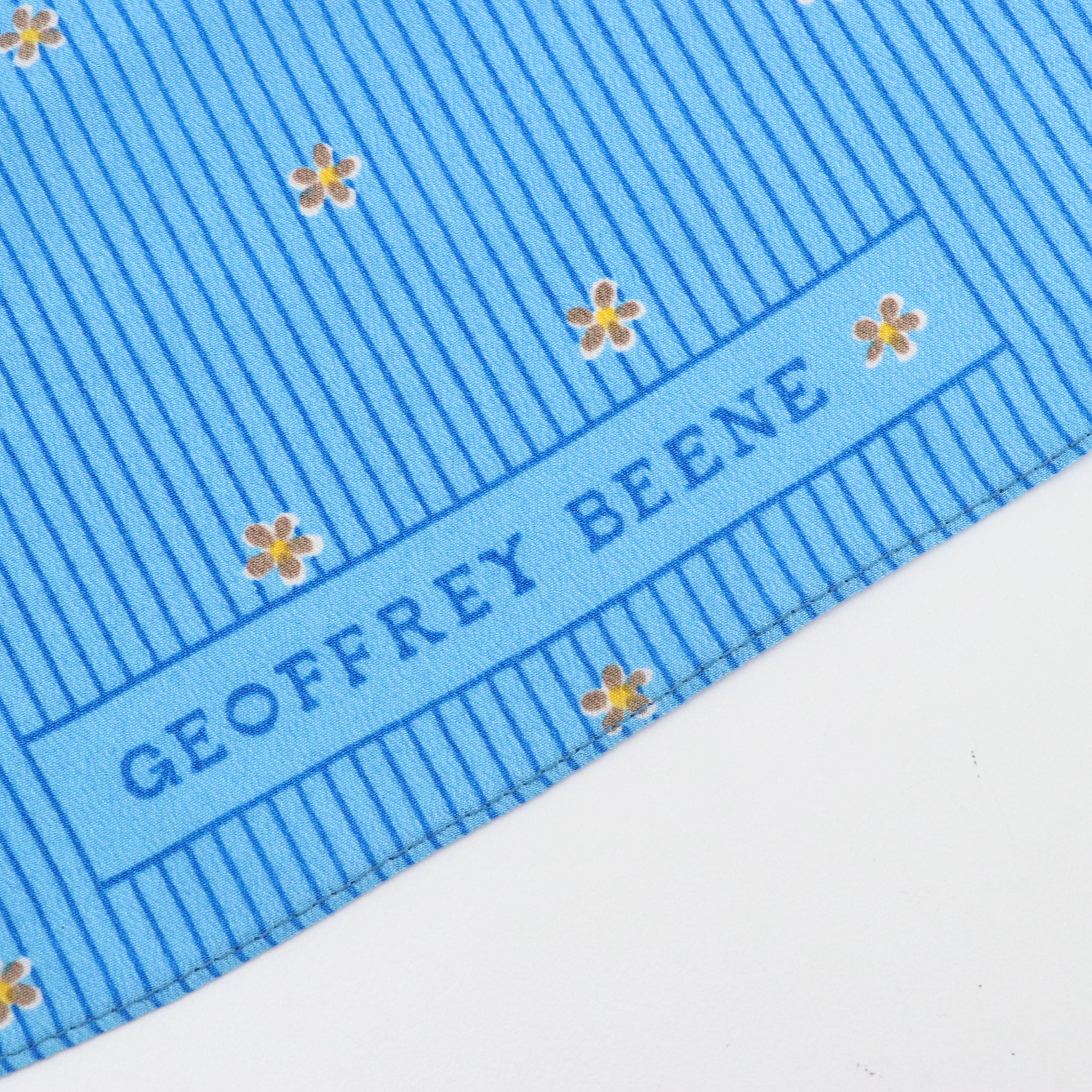 Geoffrey Beene for Kramer Vintage Embellished Brooch and Blue Floral Silk Scarf