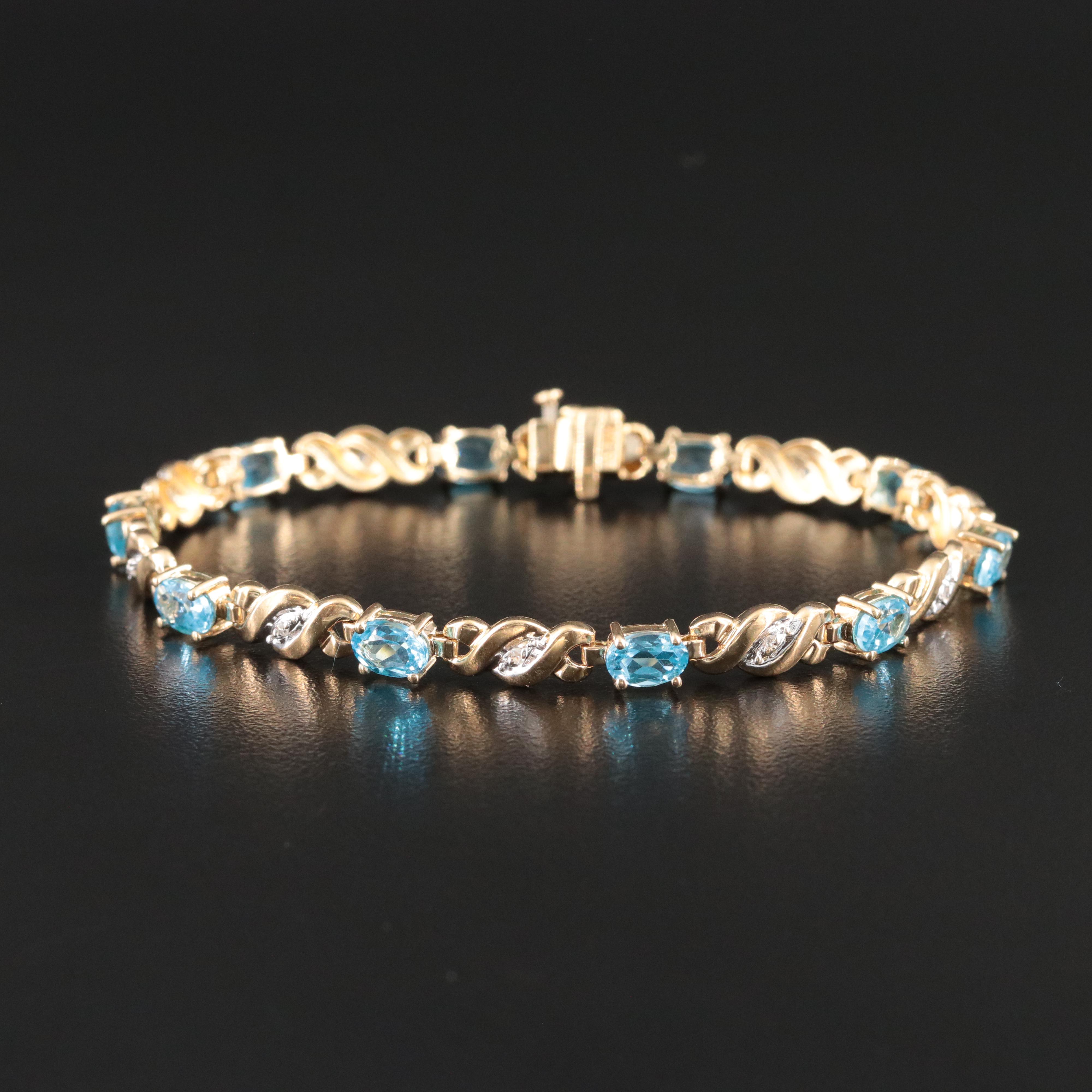 10K Topaz and Diamond Bracelet