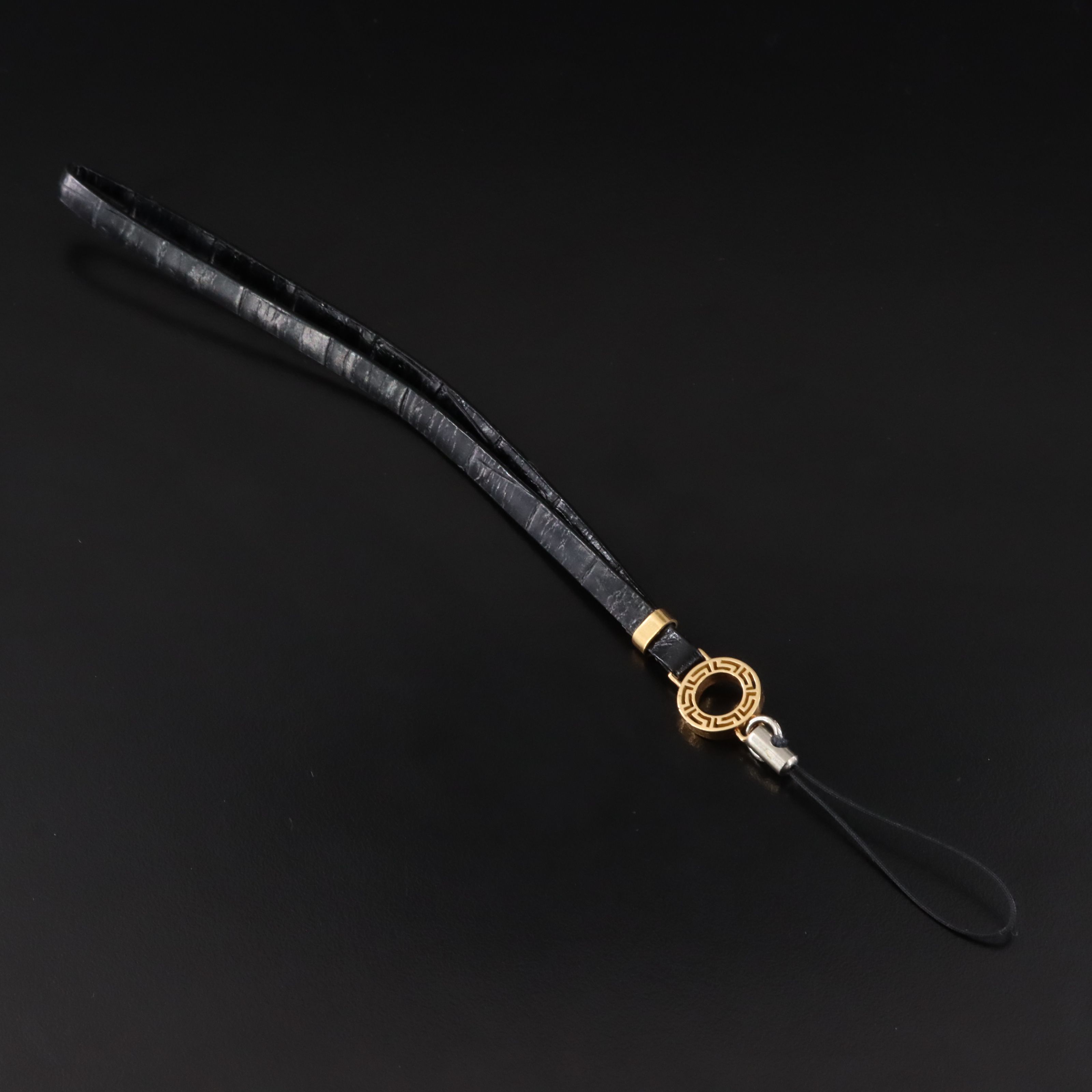 Versace Reptile Leather Phone Strap with 18K Accents