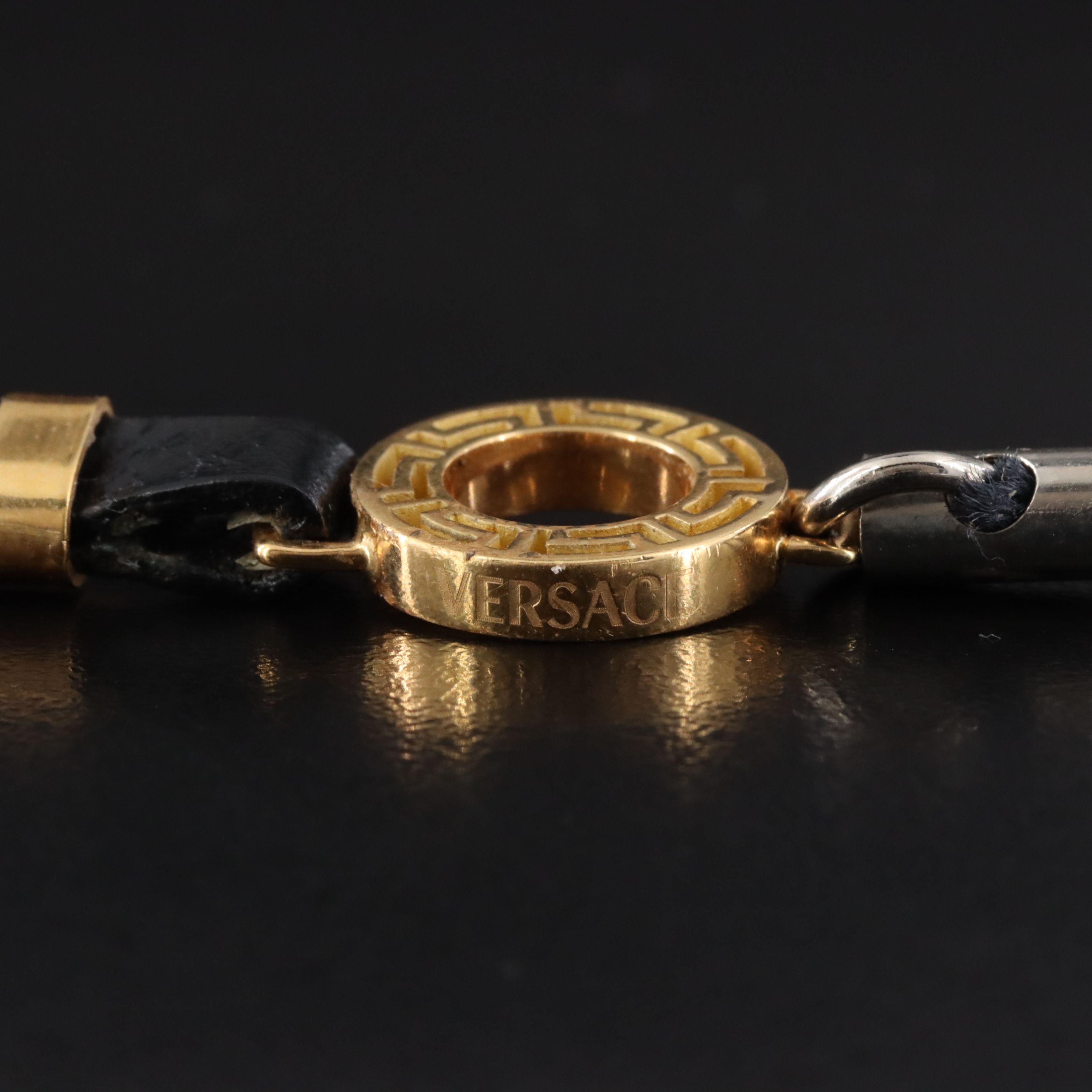 Versace Reptile Leather Phone Strap with 18K Accents