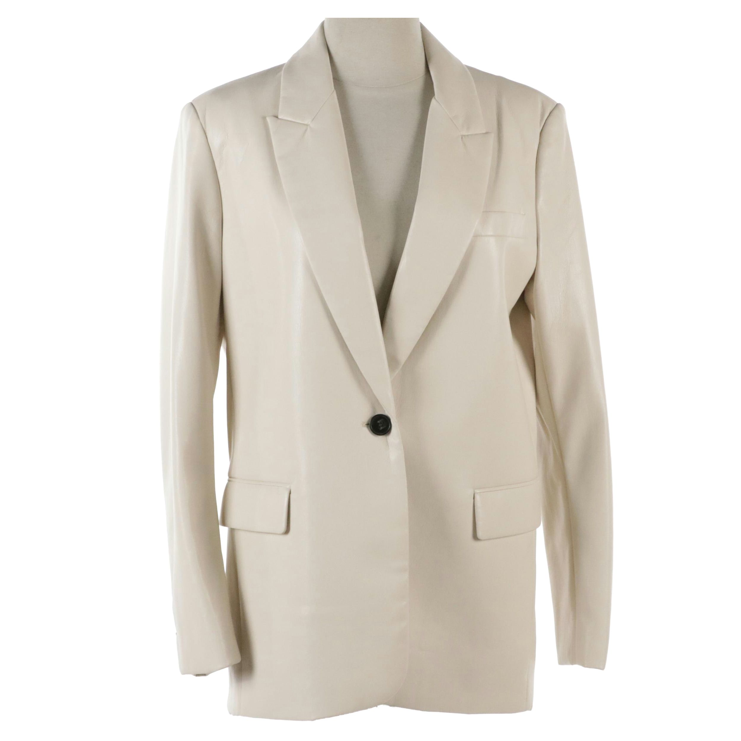 Love Token White Faux-Leather Blazer