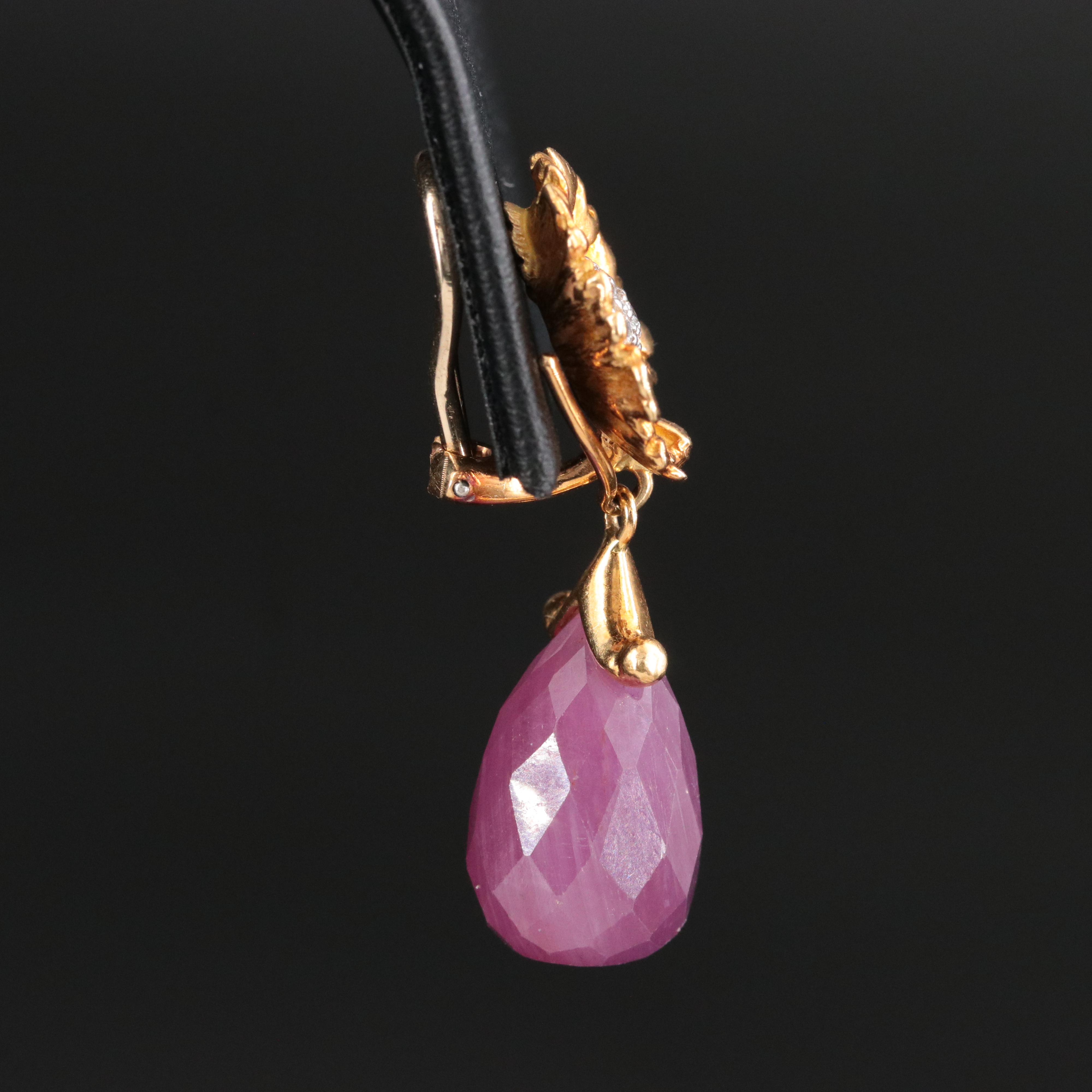 Mishy 18K Ruby and Diamond Flower Earrings and Enhancers