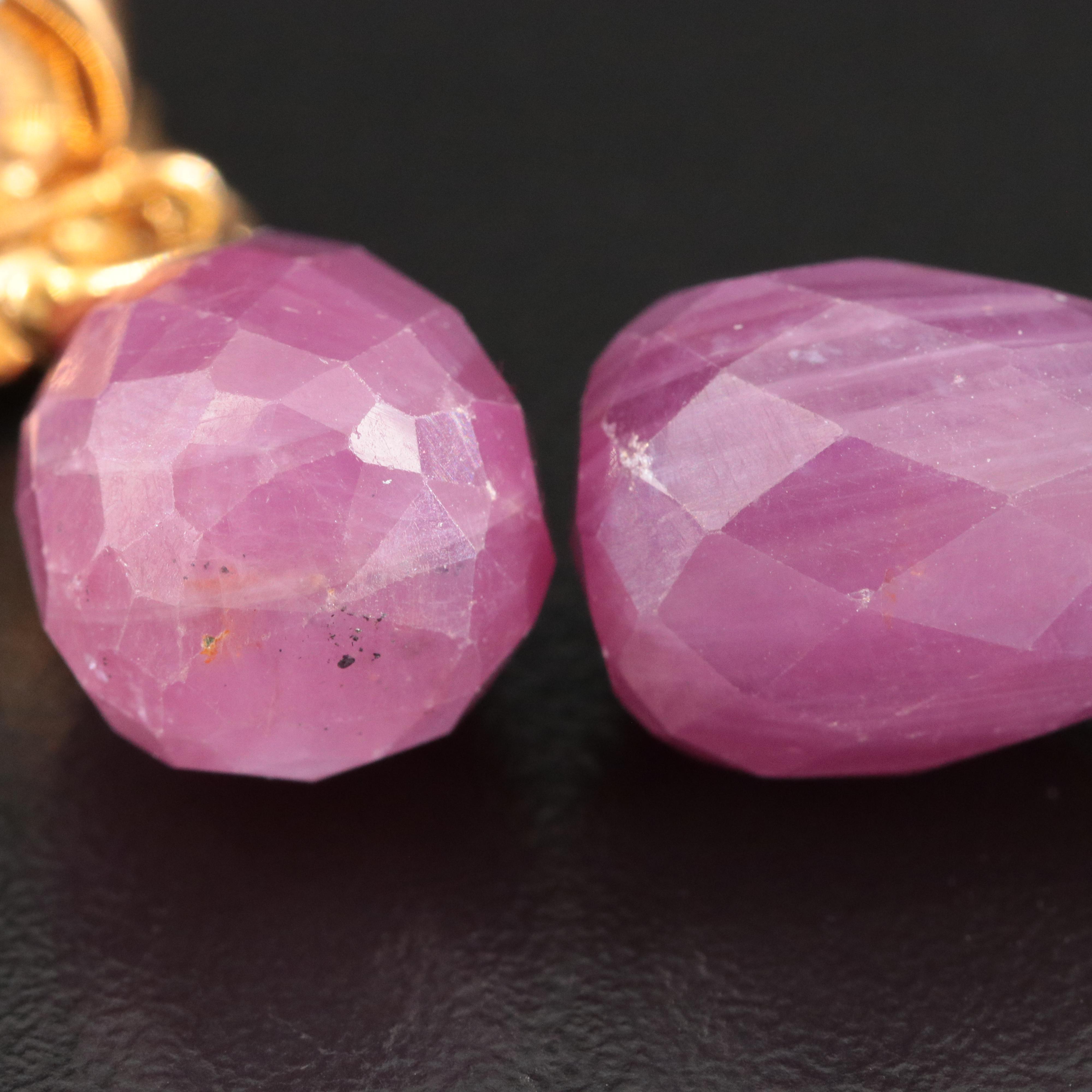 Mishy 18K Ruby and Diamond Flower Earrings and Enhancers