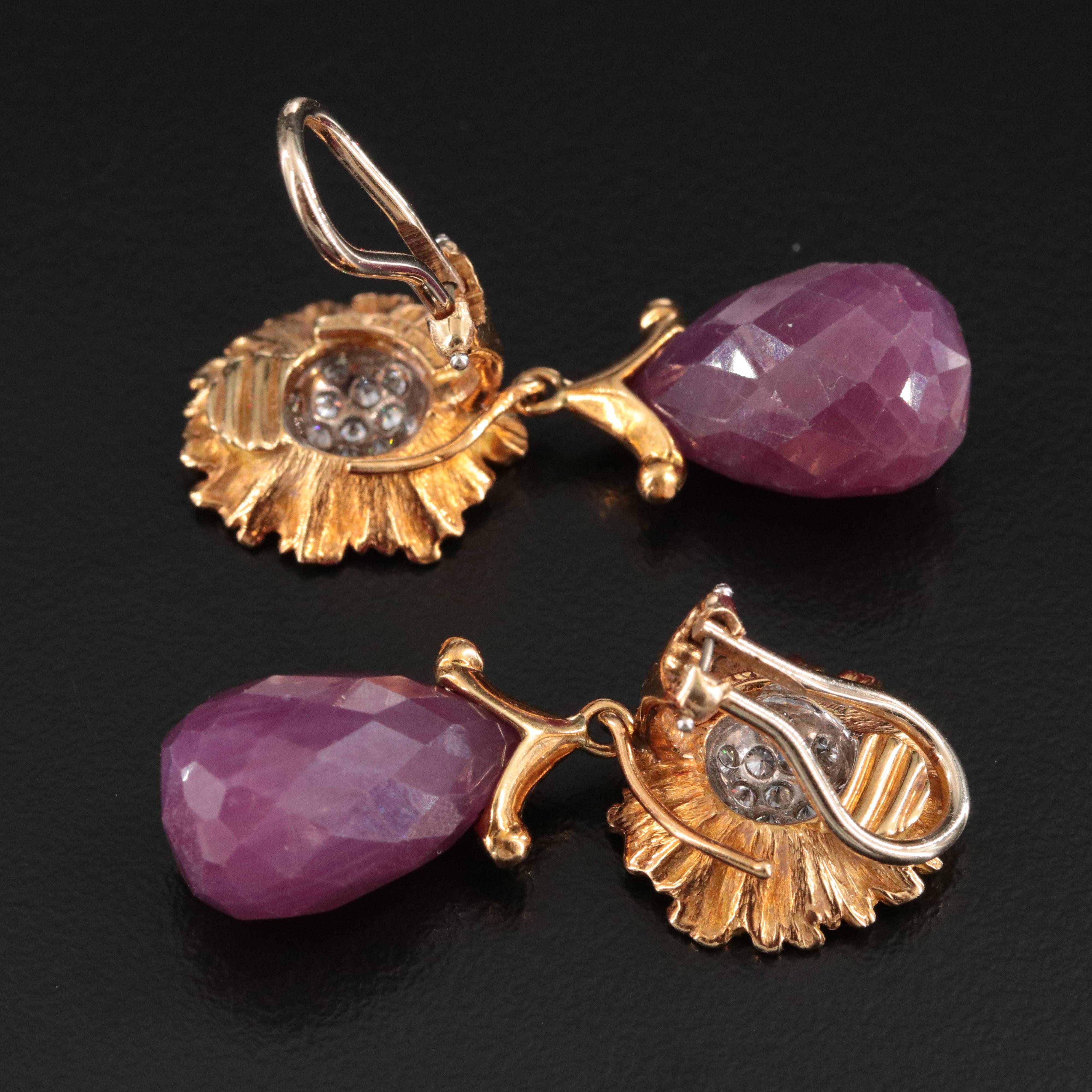 Mishy 18K Ruby and Diamond Flower Earrings and Enhancers