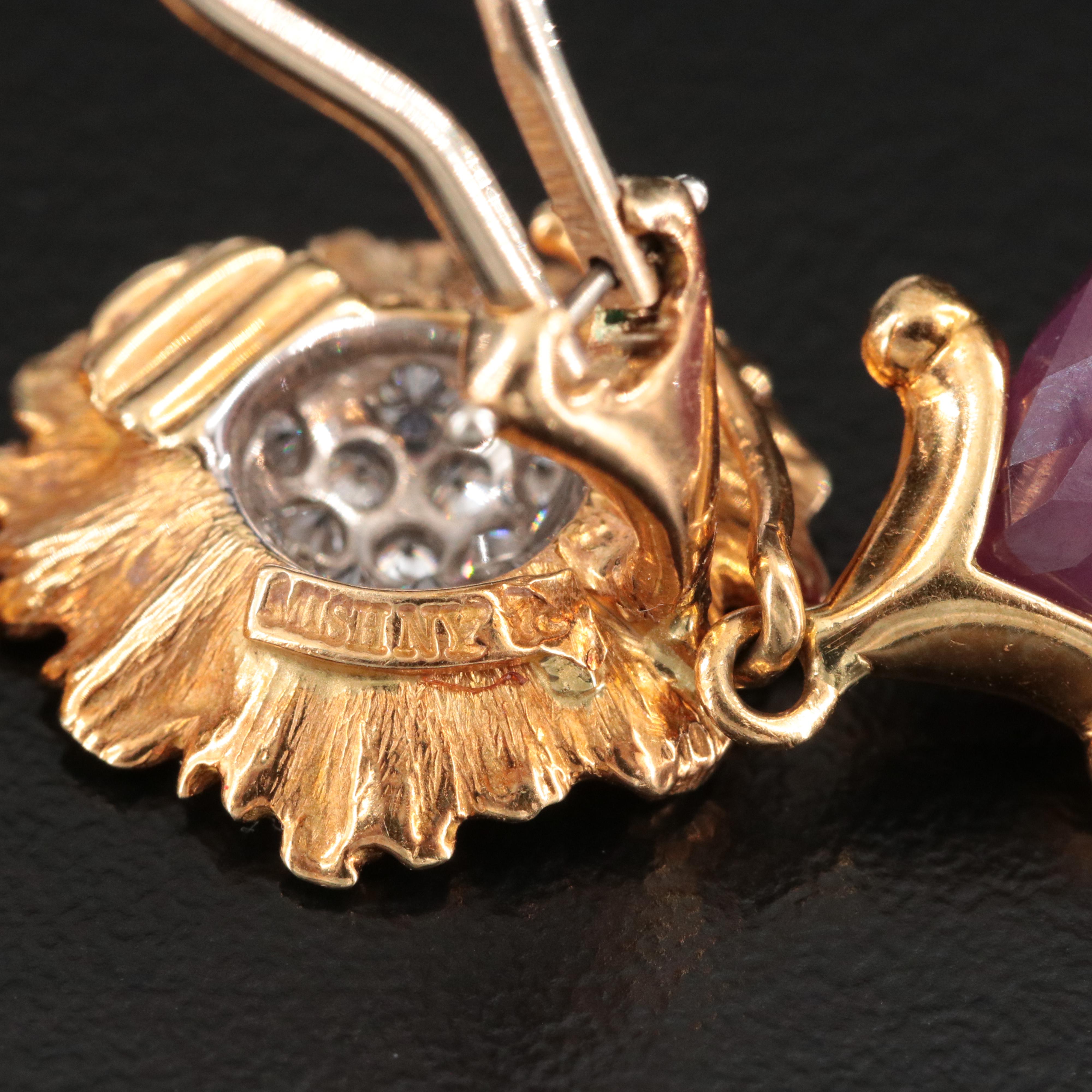 Mishy 18K Ruby and Diamond Flower Earrings and Enhancers