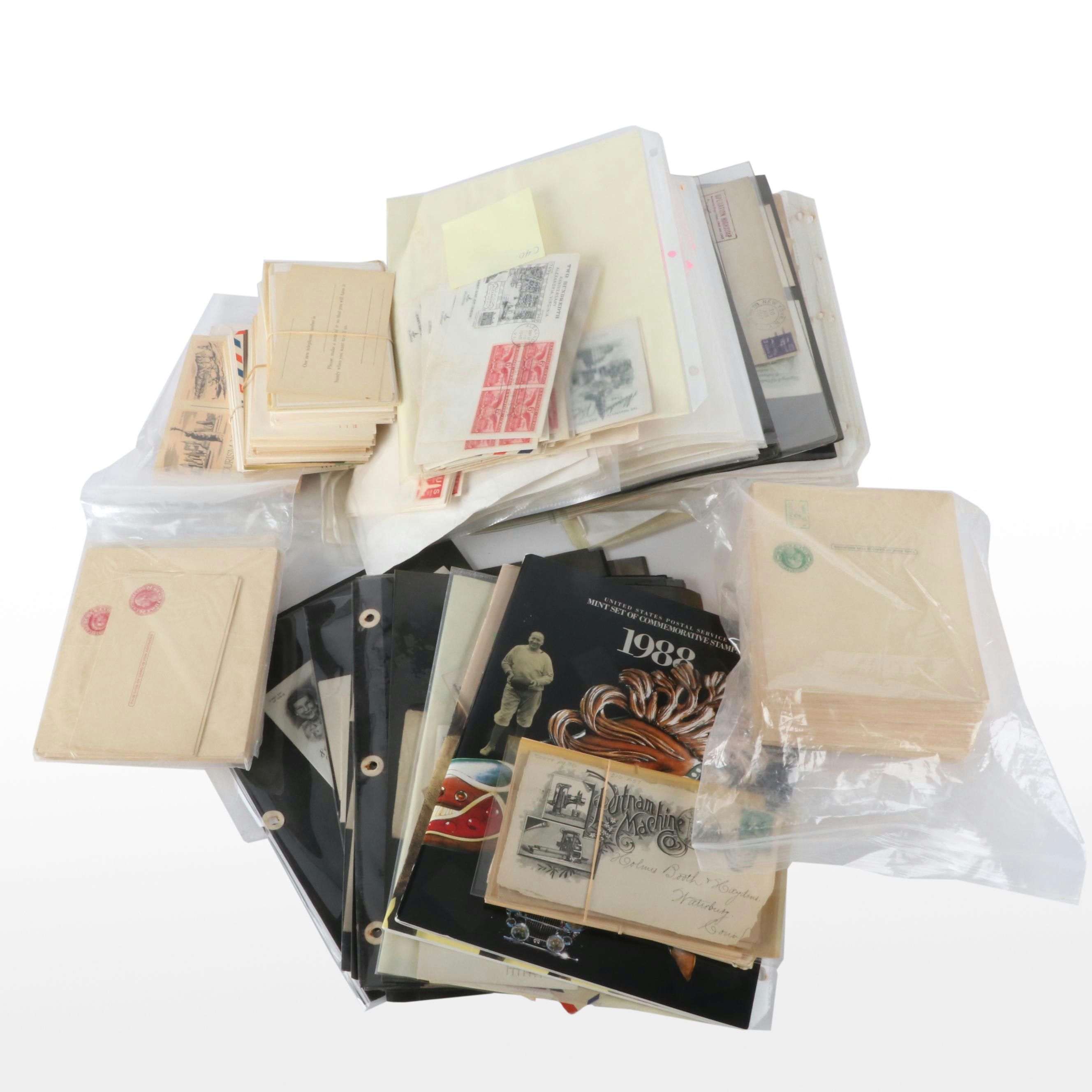 Collection of U.S.and World Stamps, Stationary, and Post Cards