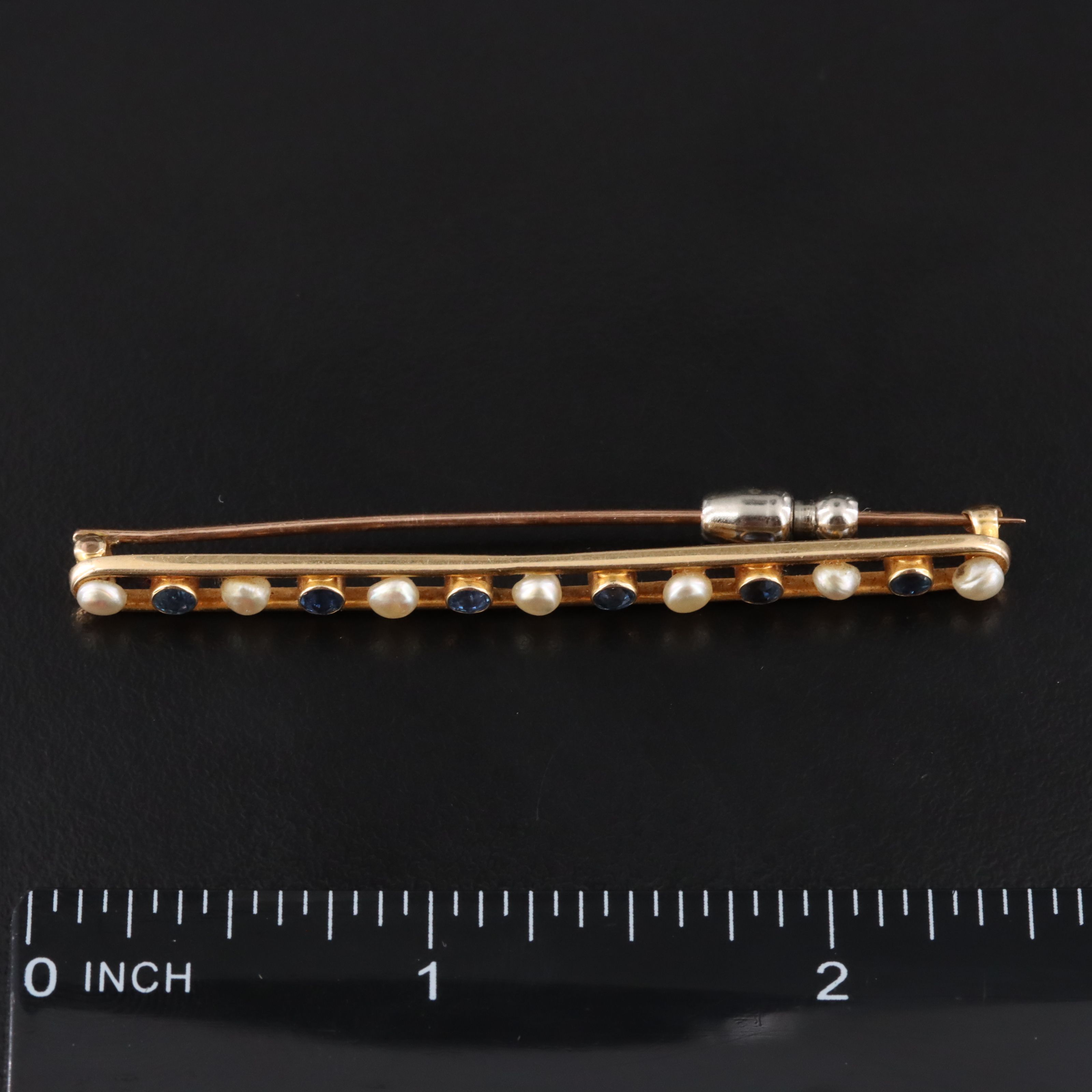 Antique 14K Sapphire and Seed Pearl Pins Including Krementz and Henry Blank & Co