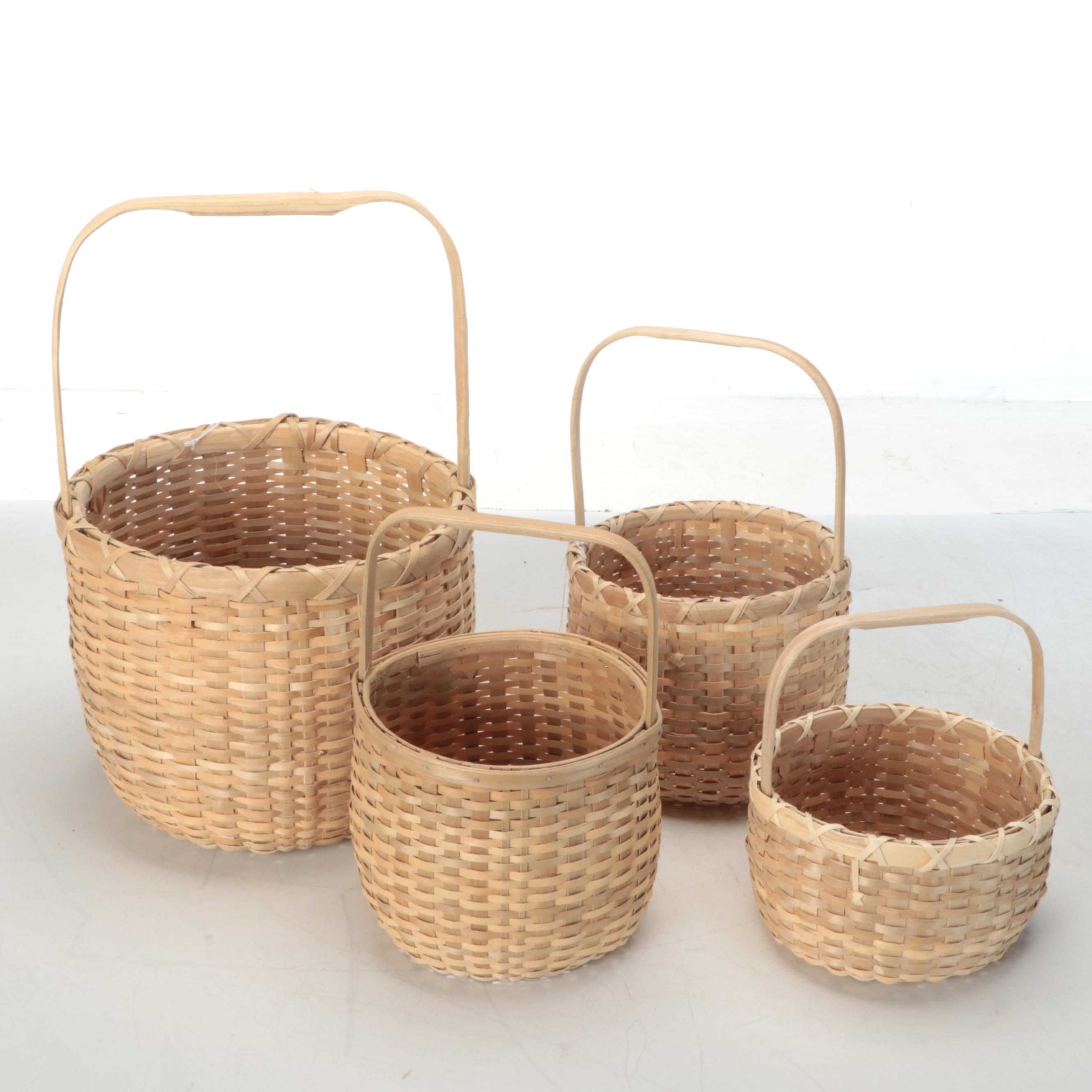 Michael Silliboy Mi'kmaq Woven Ash Fiber Handled Baskets