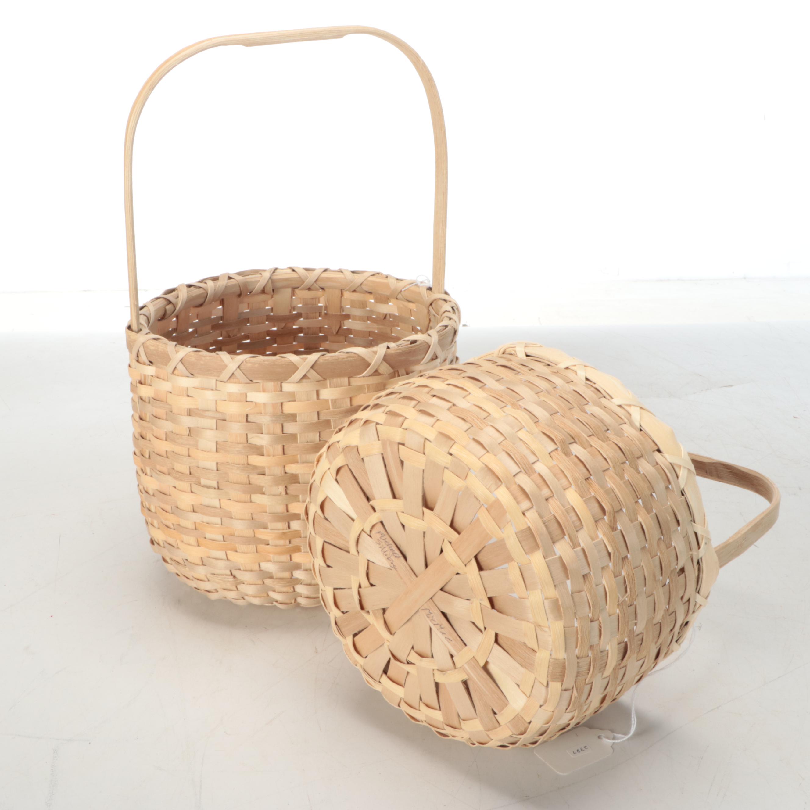 Michael Silliboy Mi'kmaq Woven Ash Fiber Handled Baskets