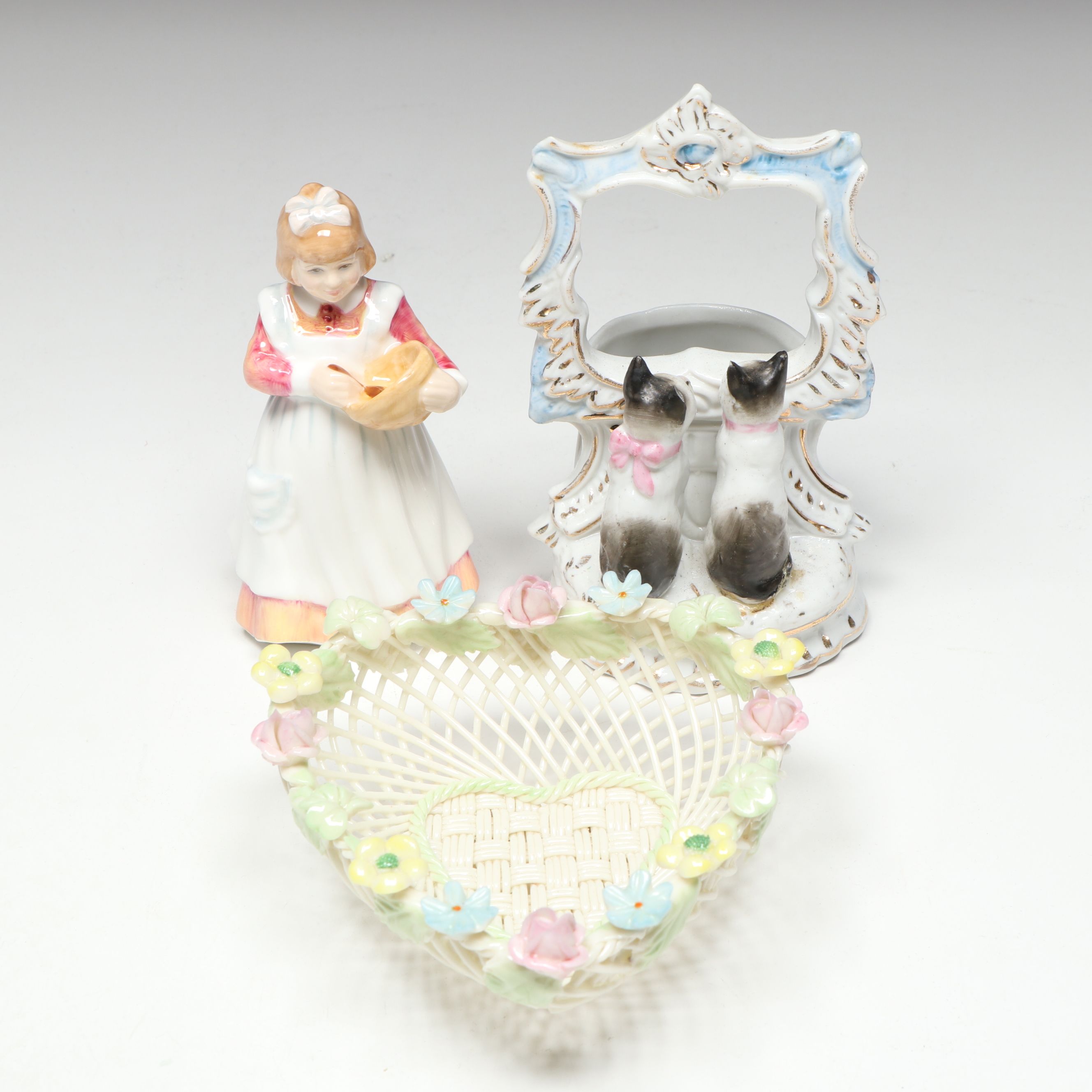 Royal Doulton "Mother's Helper" and More Porcelain Figurines with Heart Bowl