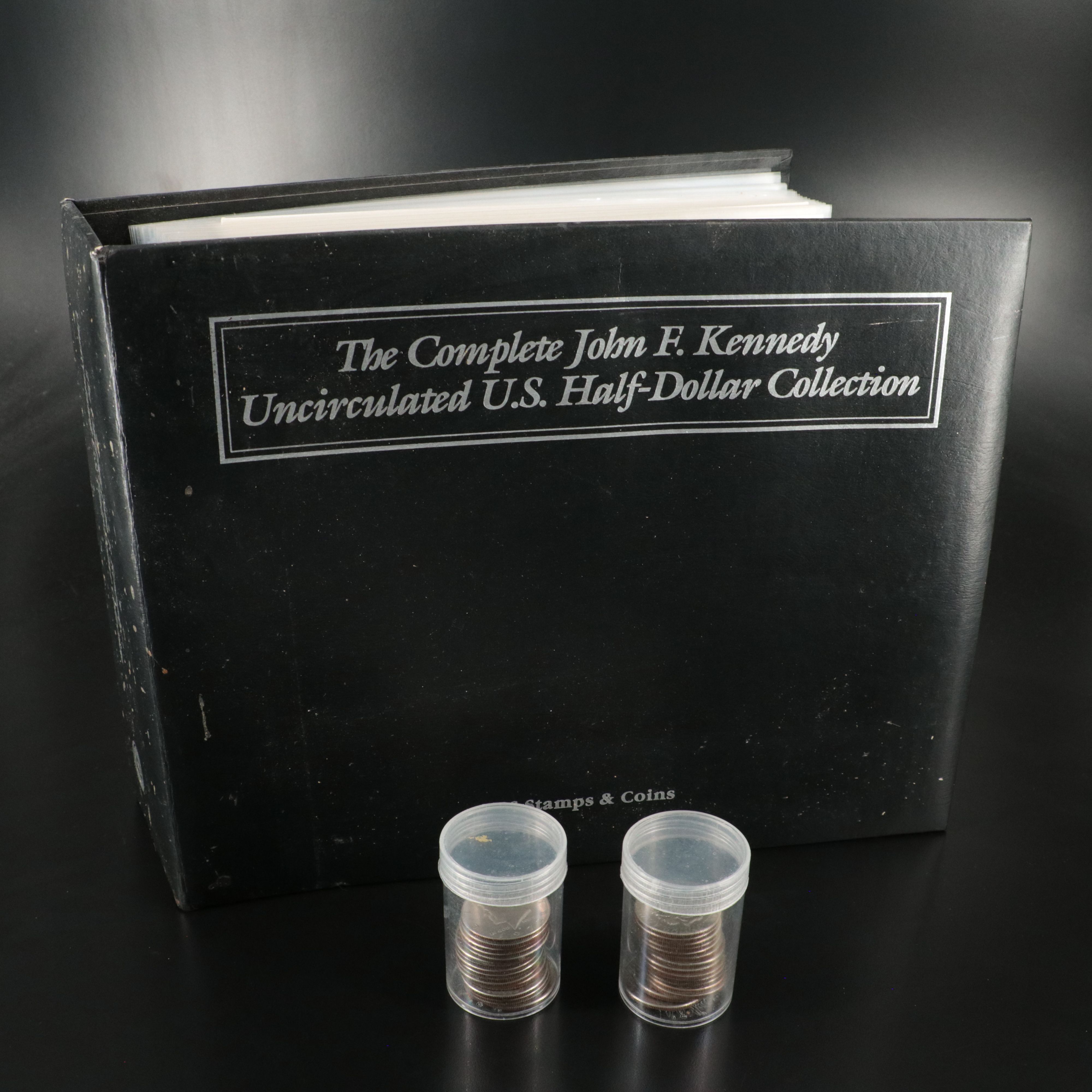 Kennedy Clad Half Dollar Collection, Including Coin and Stamp Album