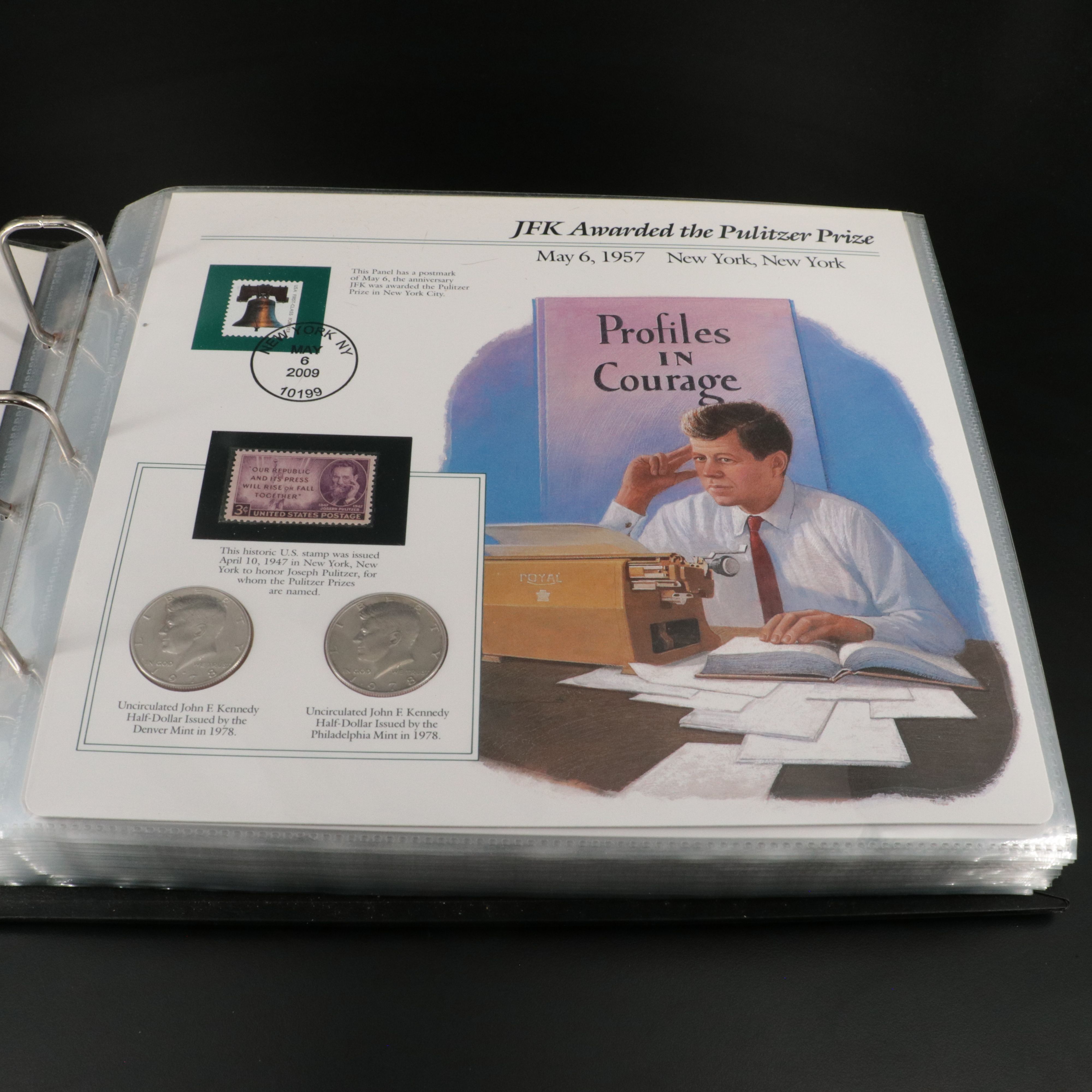 Kennedy Clad Half Dollar Collection, Including Coin and Stamp Album