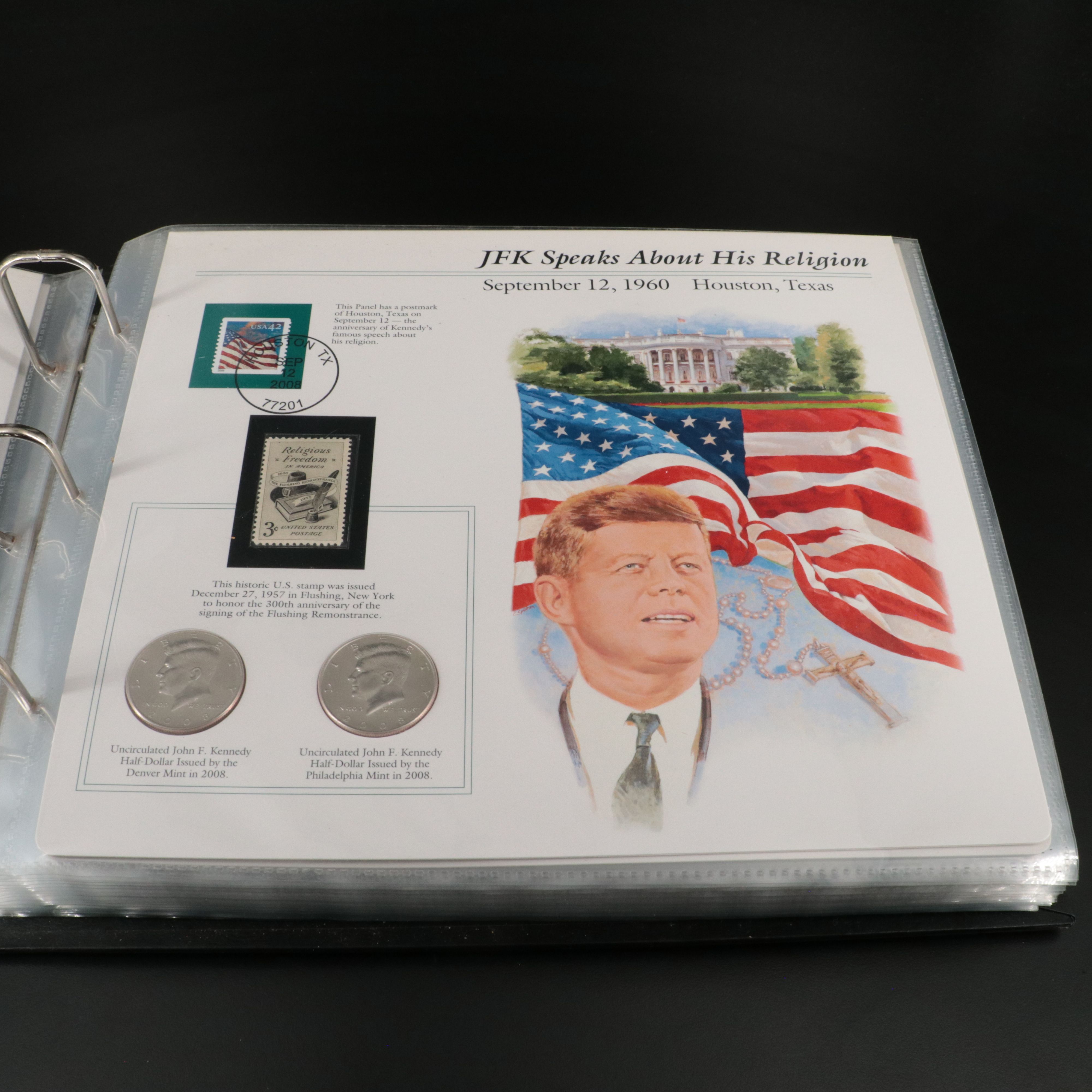 Kennedy Clad Half Dollar Collection, Including Coin and Stamp Album