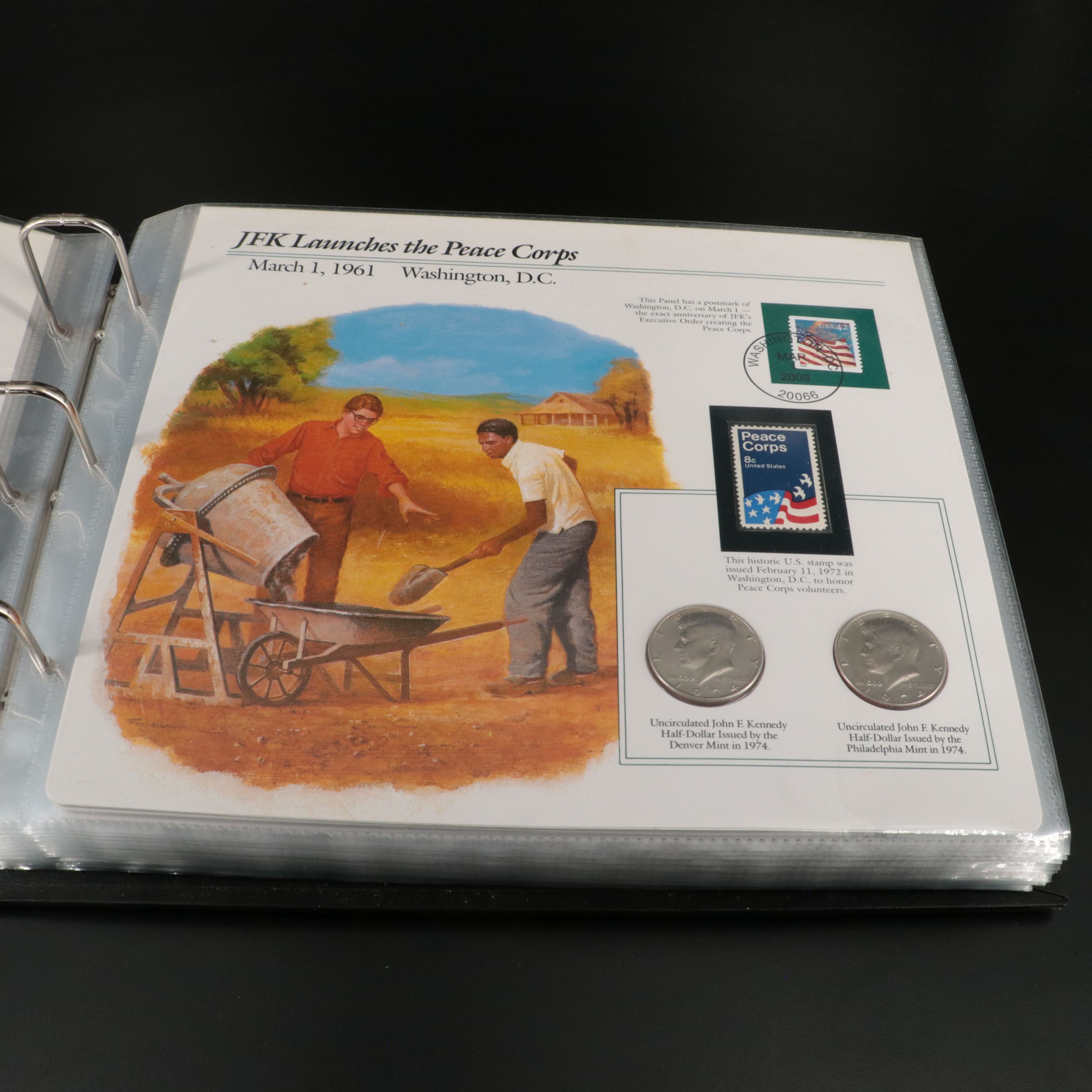 Kennedy Clad Half Dollar Collection, Including Coin and Stamp Album