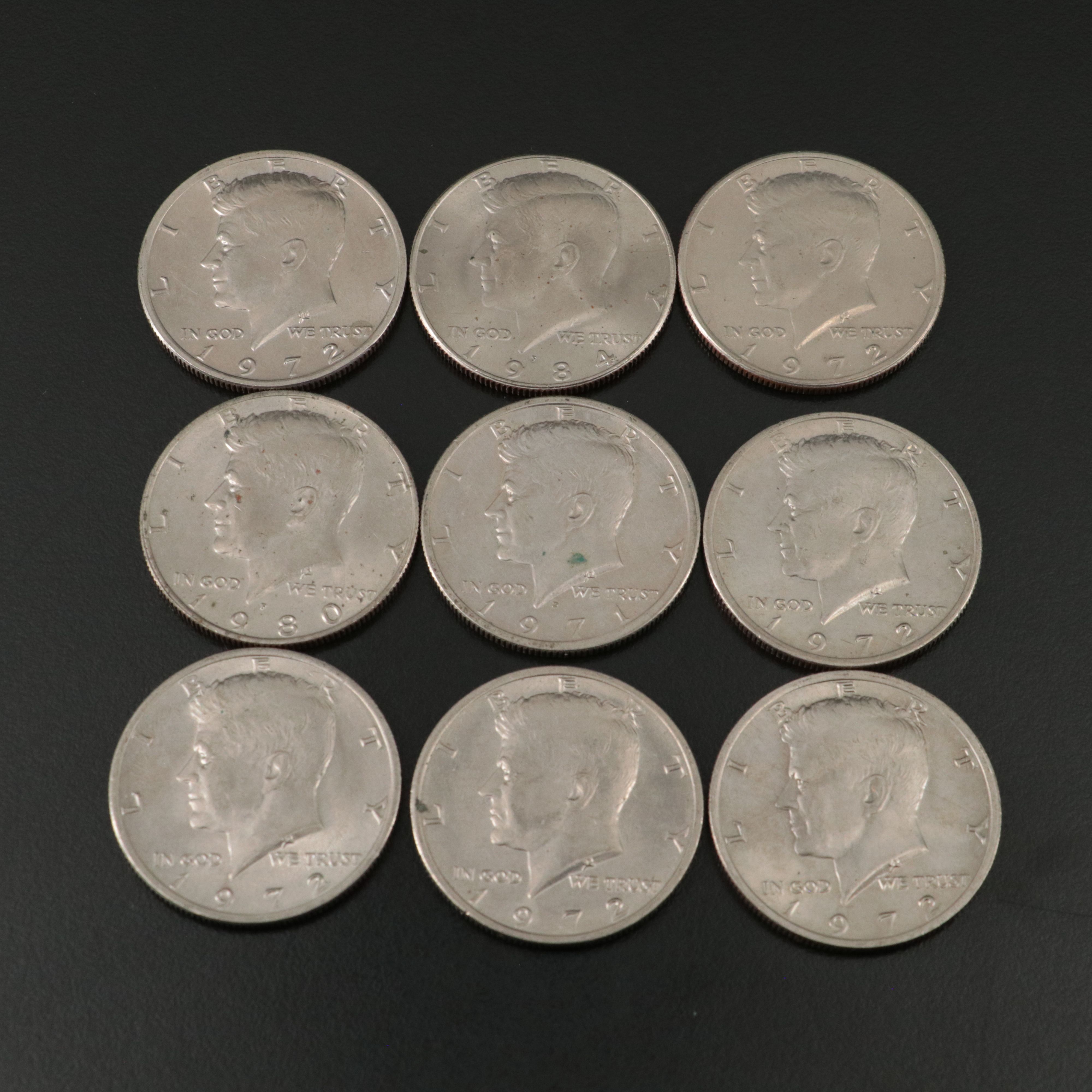 Kennedy Clad Half Dollar Collection, Including Coin and Stamp Album