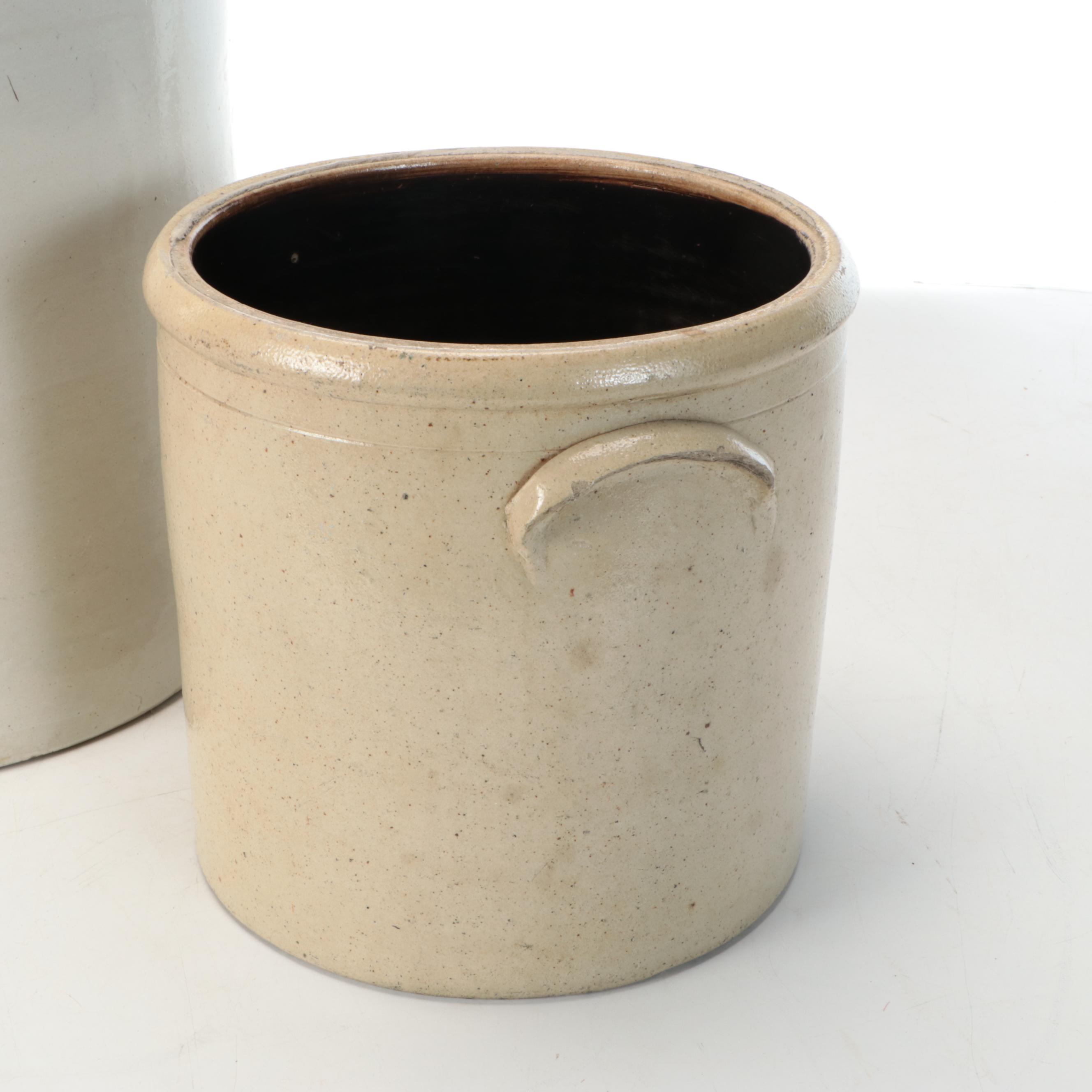 Red Wing with Other Salt Glazed Stoneware Crock, Late 19th/Early 20th Century