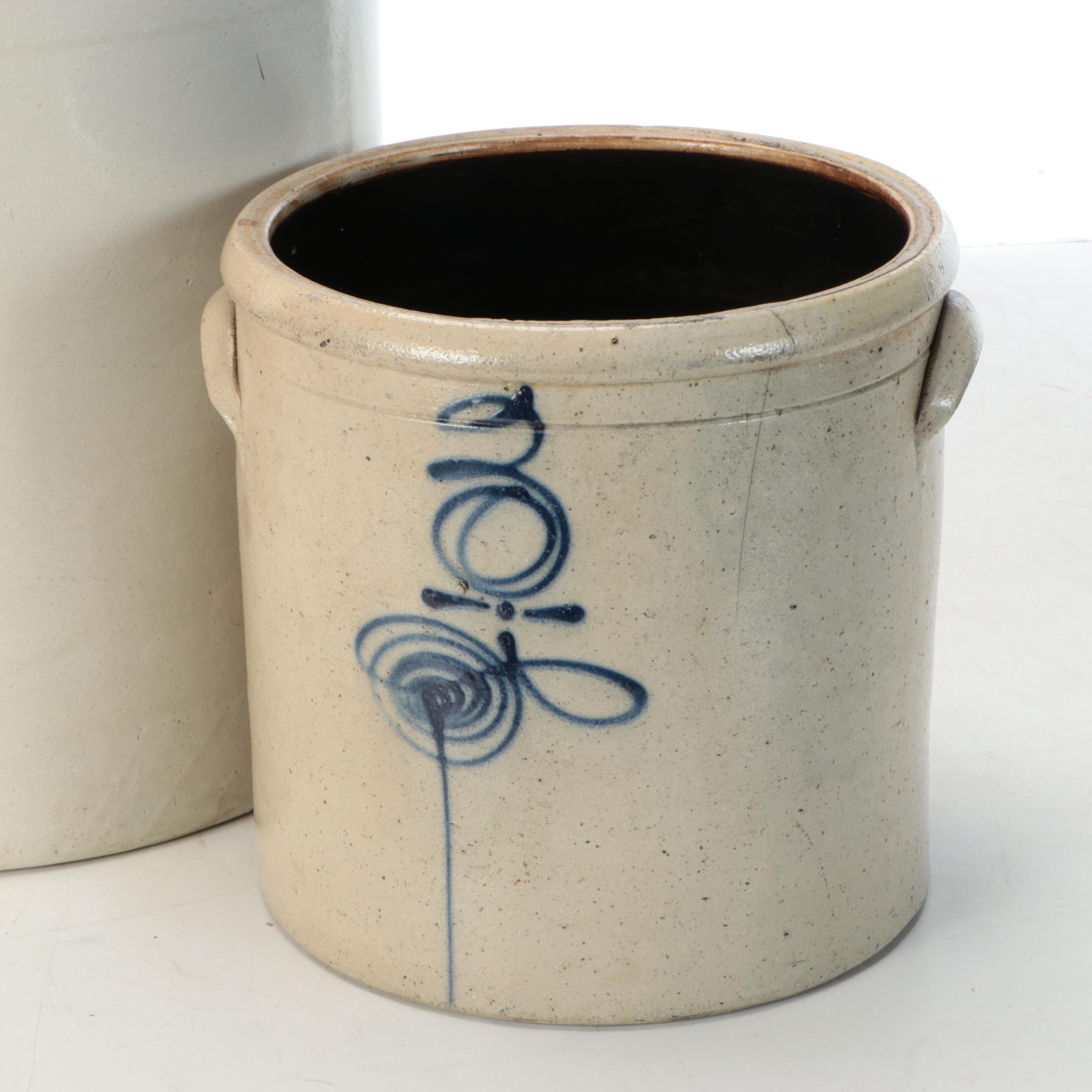 Red Wing with Other Salt Glazed Stoneware Crock, Late 19th/Early 20th Century