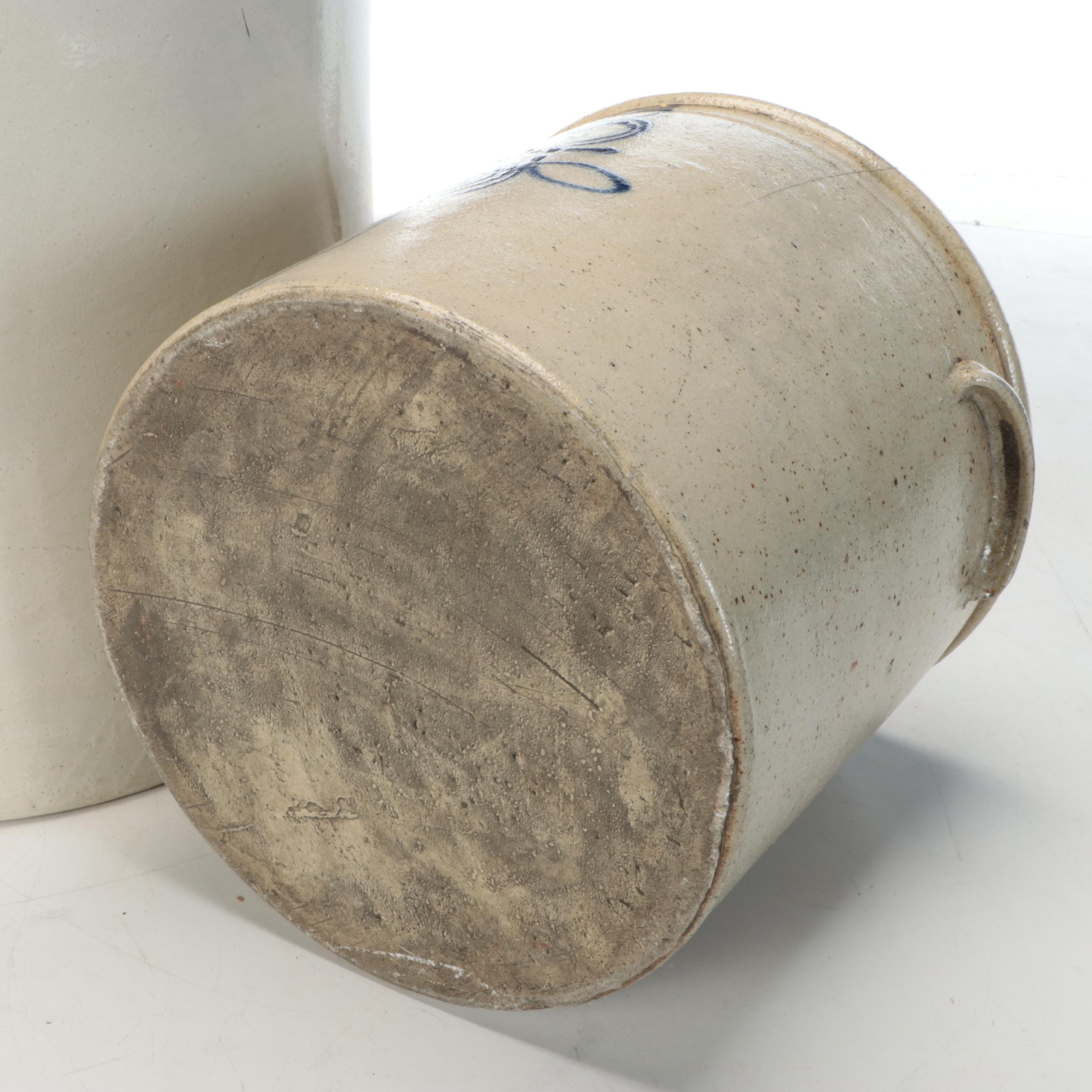 Red Wing with Other Salt Glazed Stoneware Crock, Late 19th/Early 20th Century