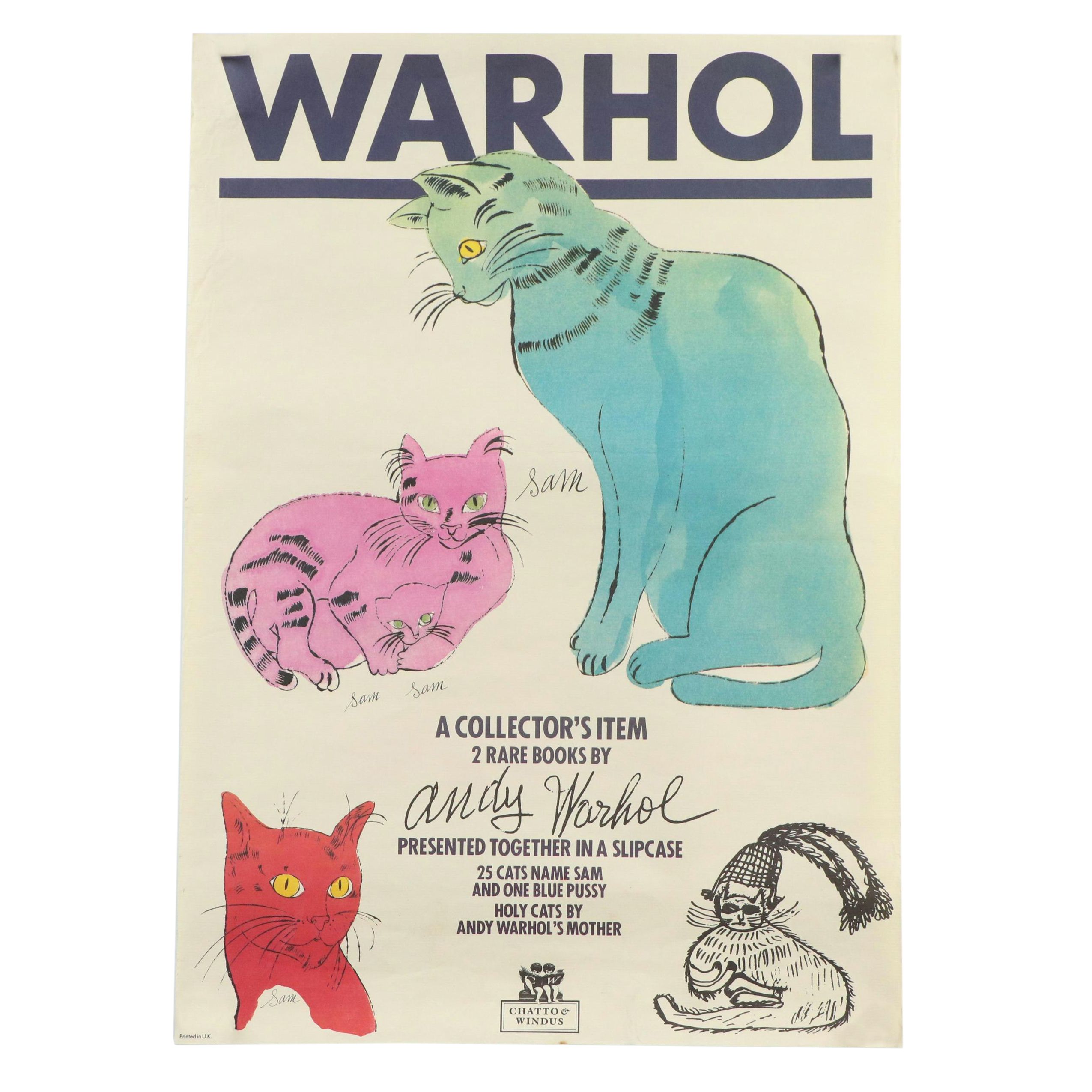 Offset Lithograph Advertisement After Andy Warhol "25 Cats Name Sam..."
