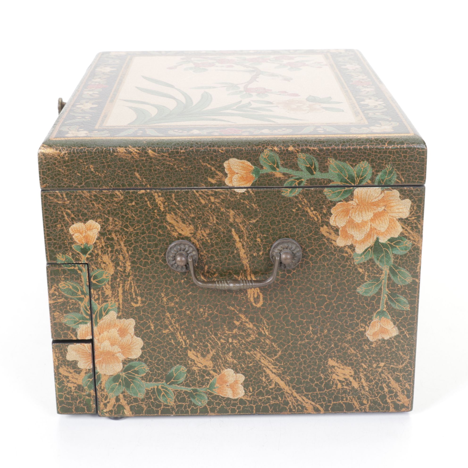 Oriental Accent Flatware Chest with Felt Lining