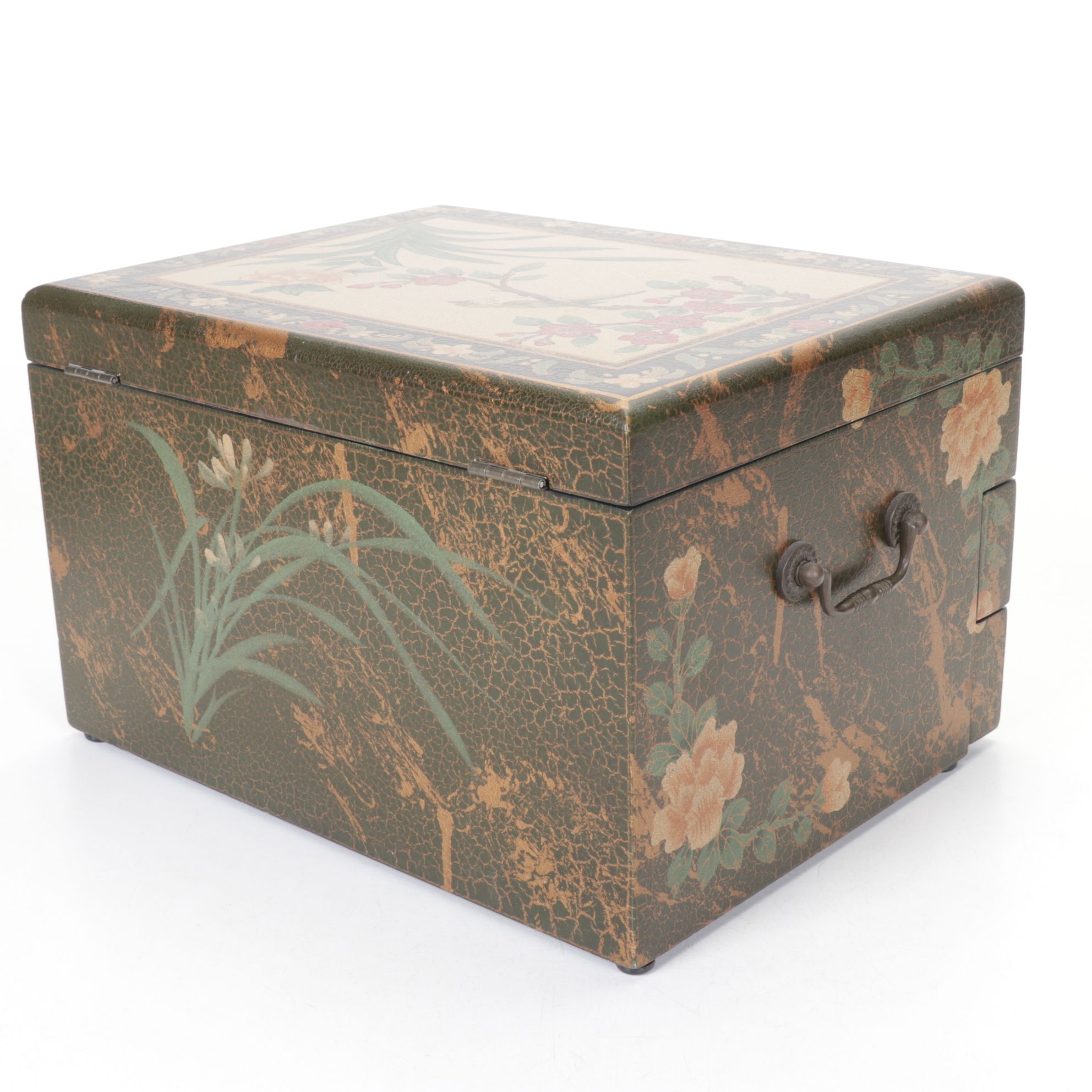 Oriental Accent Flatware Chest with Felt Lining