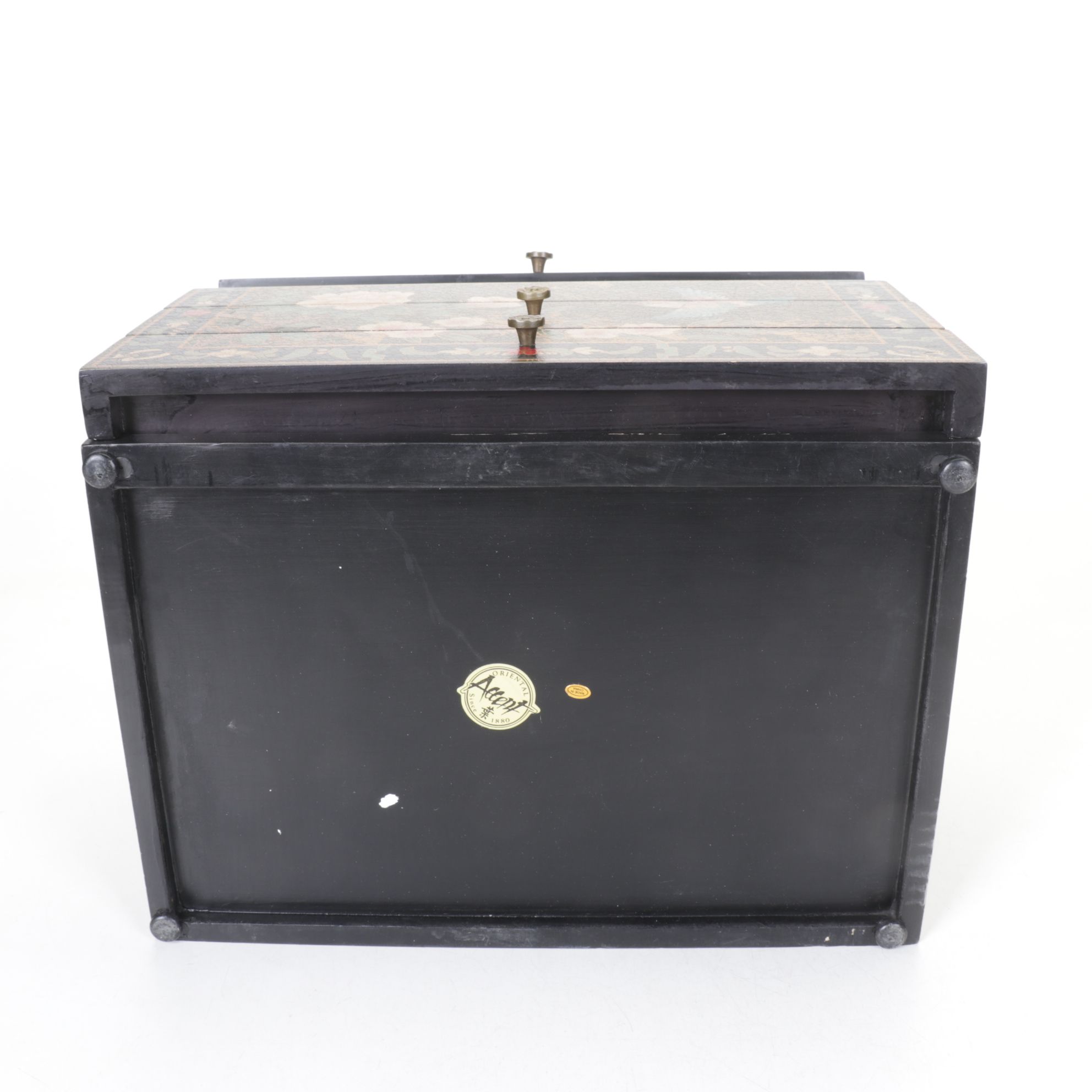 Oriental Accent Flatware Chest with Felt Lining