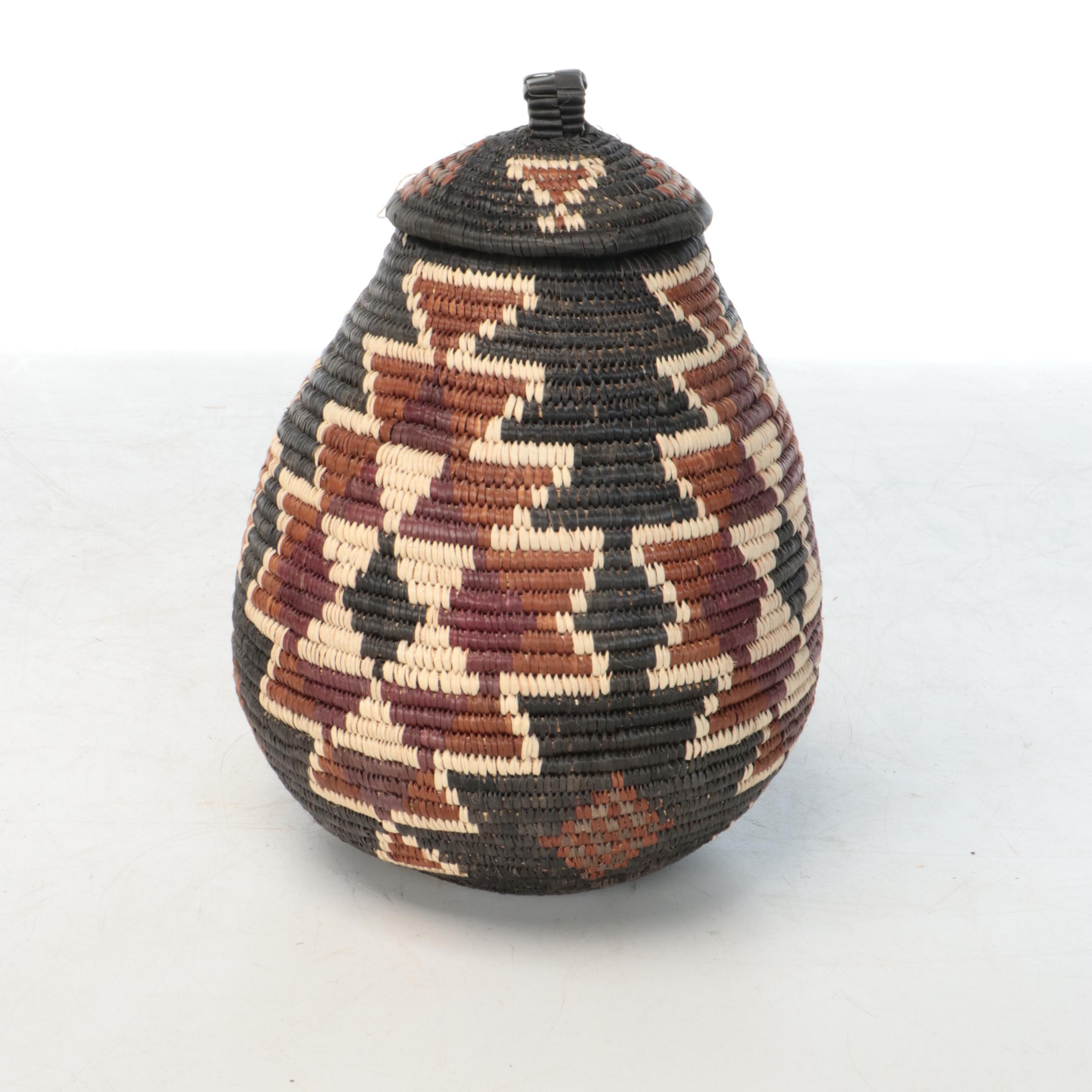 Tlokwazi Myeni Zulu Woven Ilala Palm "Beer Container" with Other Basket