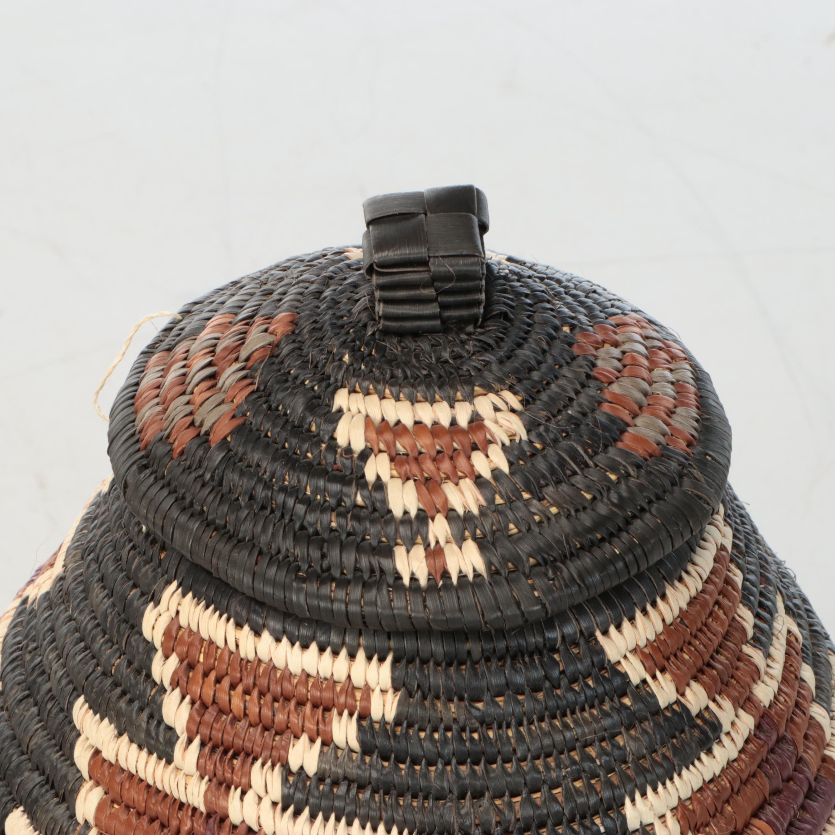 Tlokwazi Myeni Zulu Woven Ilala Palm "Beer Container" with Other Basket