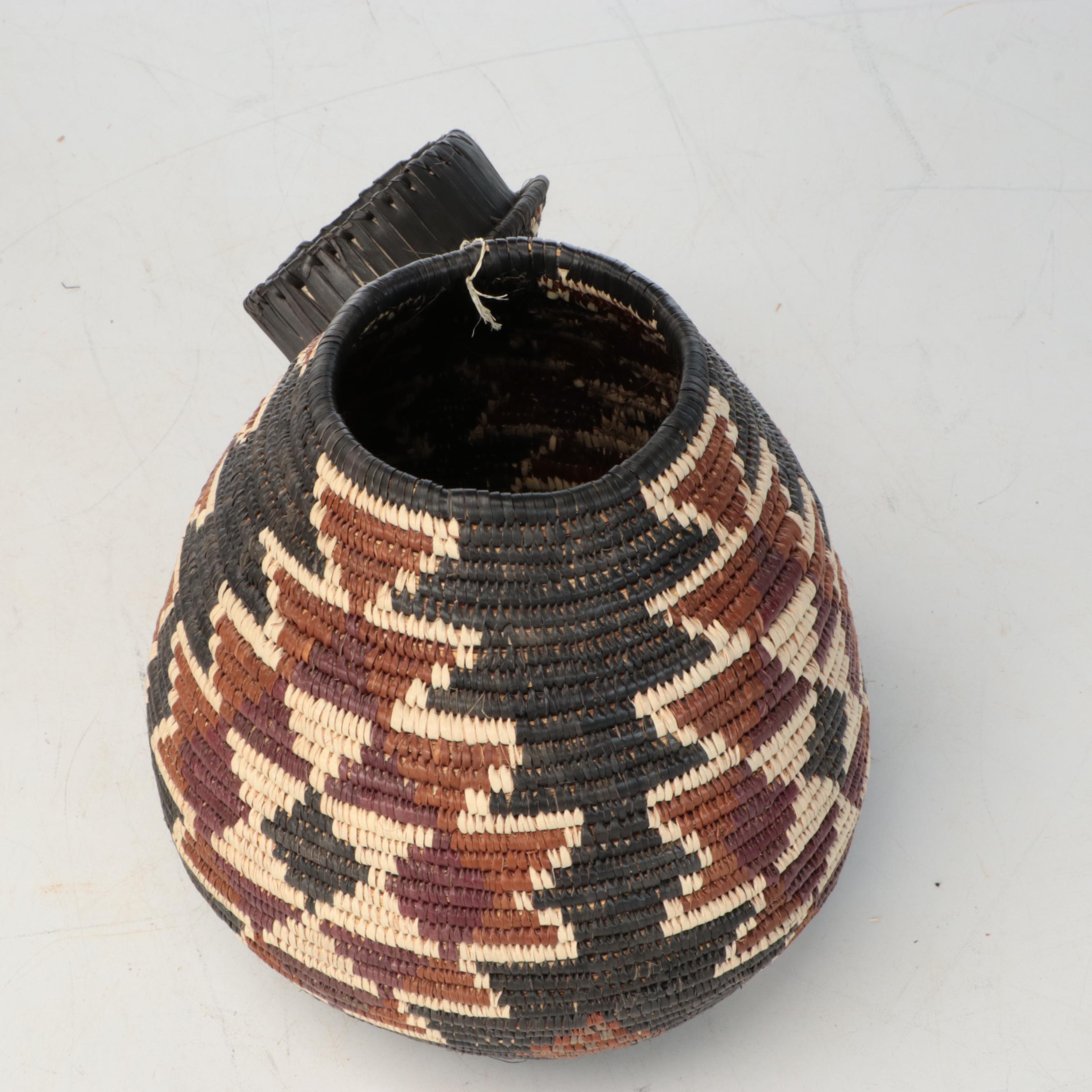Tlokwazi Myeni Zulu Woven Ilala Palm "Beer Container" with Other Basket