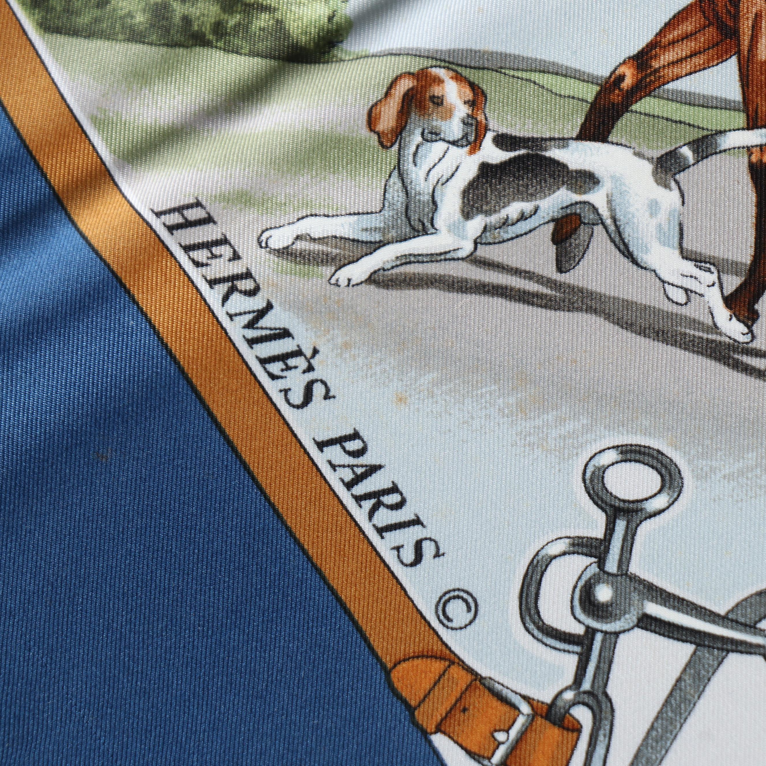 Hermès Early Issue "Sportsmen" Scarf 90 in Silk Twill with Gift Box