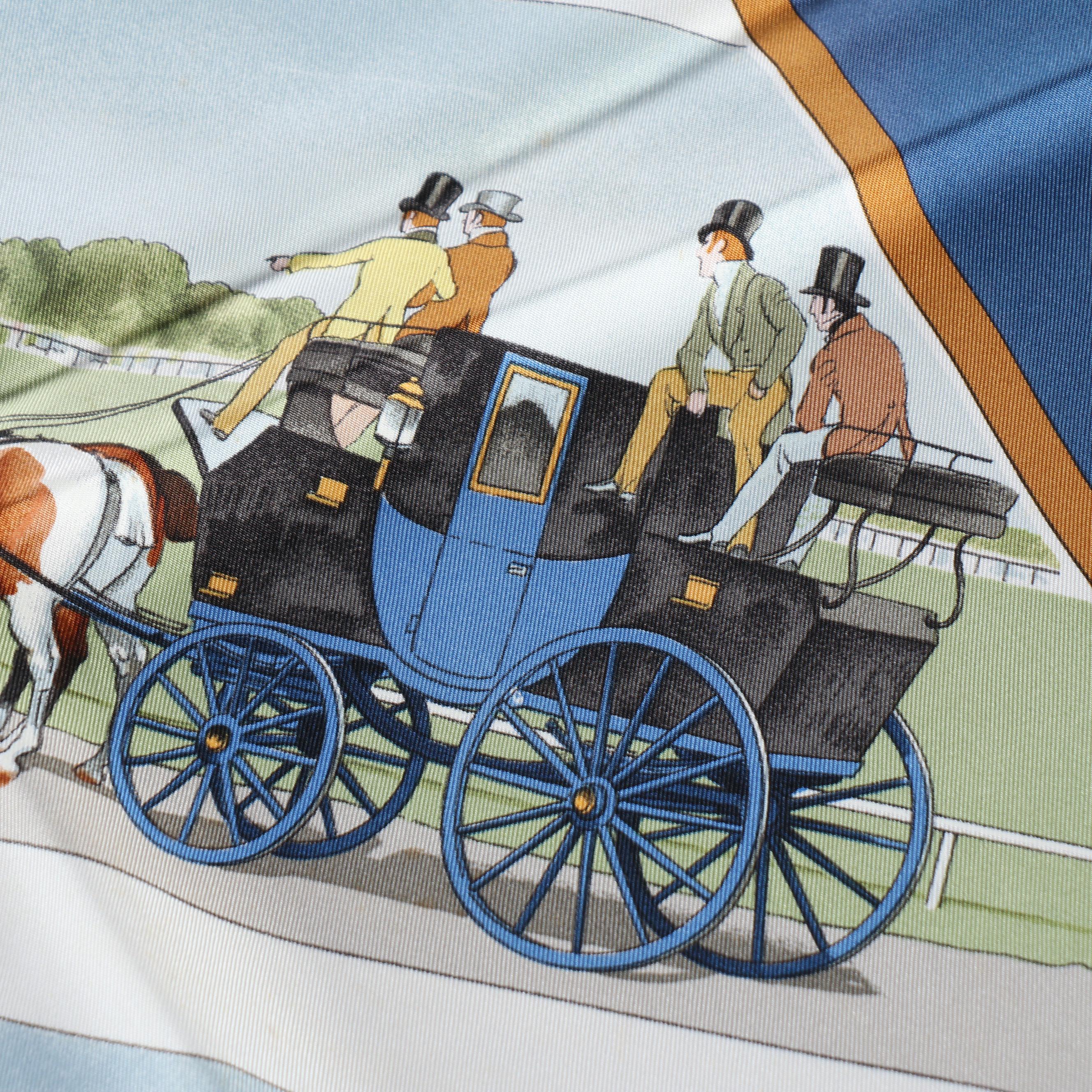 Hermès Early Issue "Sportsmen" Scarf 90 in Silk Twill with Gift Box